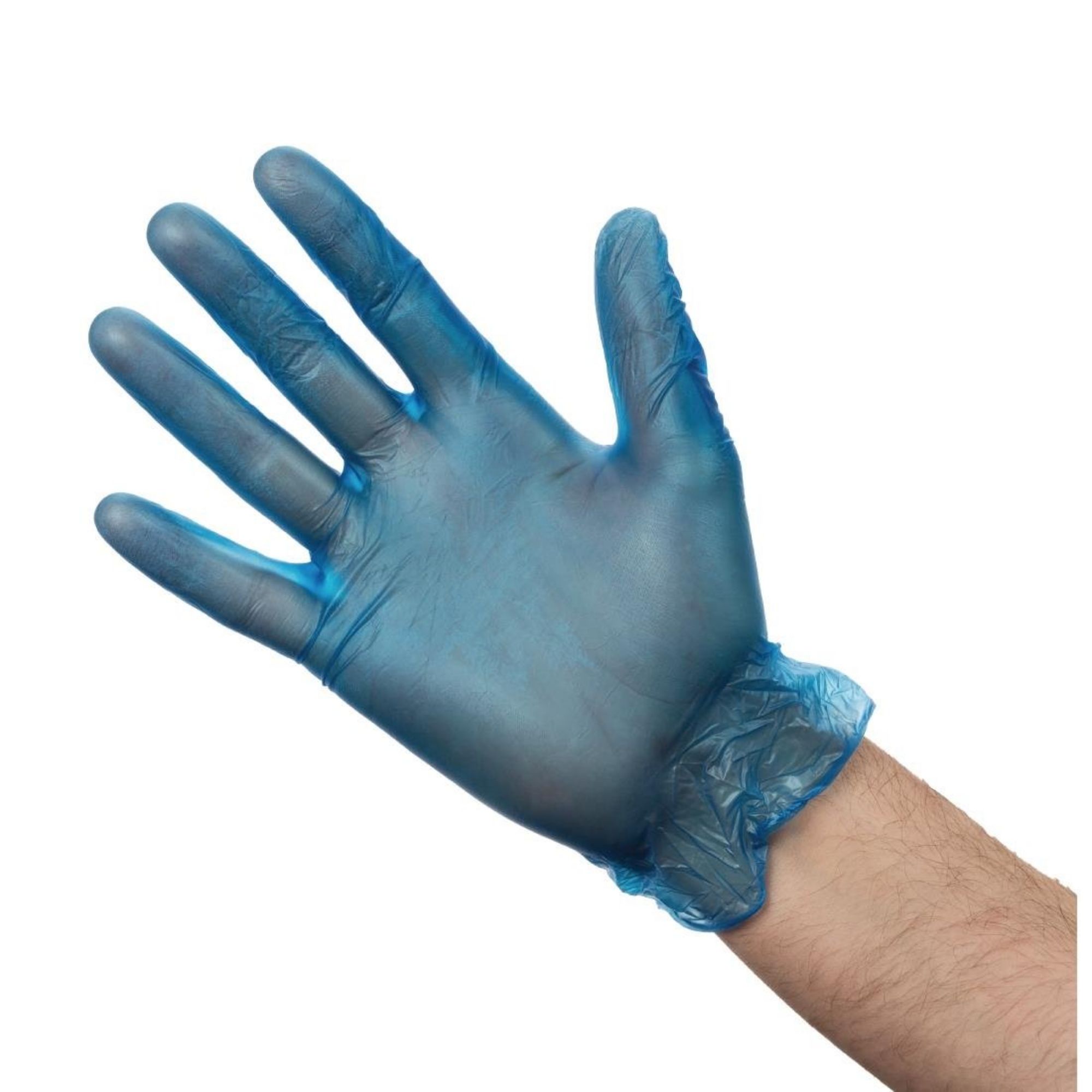 Picture of Vogue Powdered Vinyl Gloves Blue (Pack of 100) - CB254OG