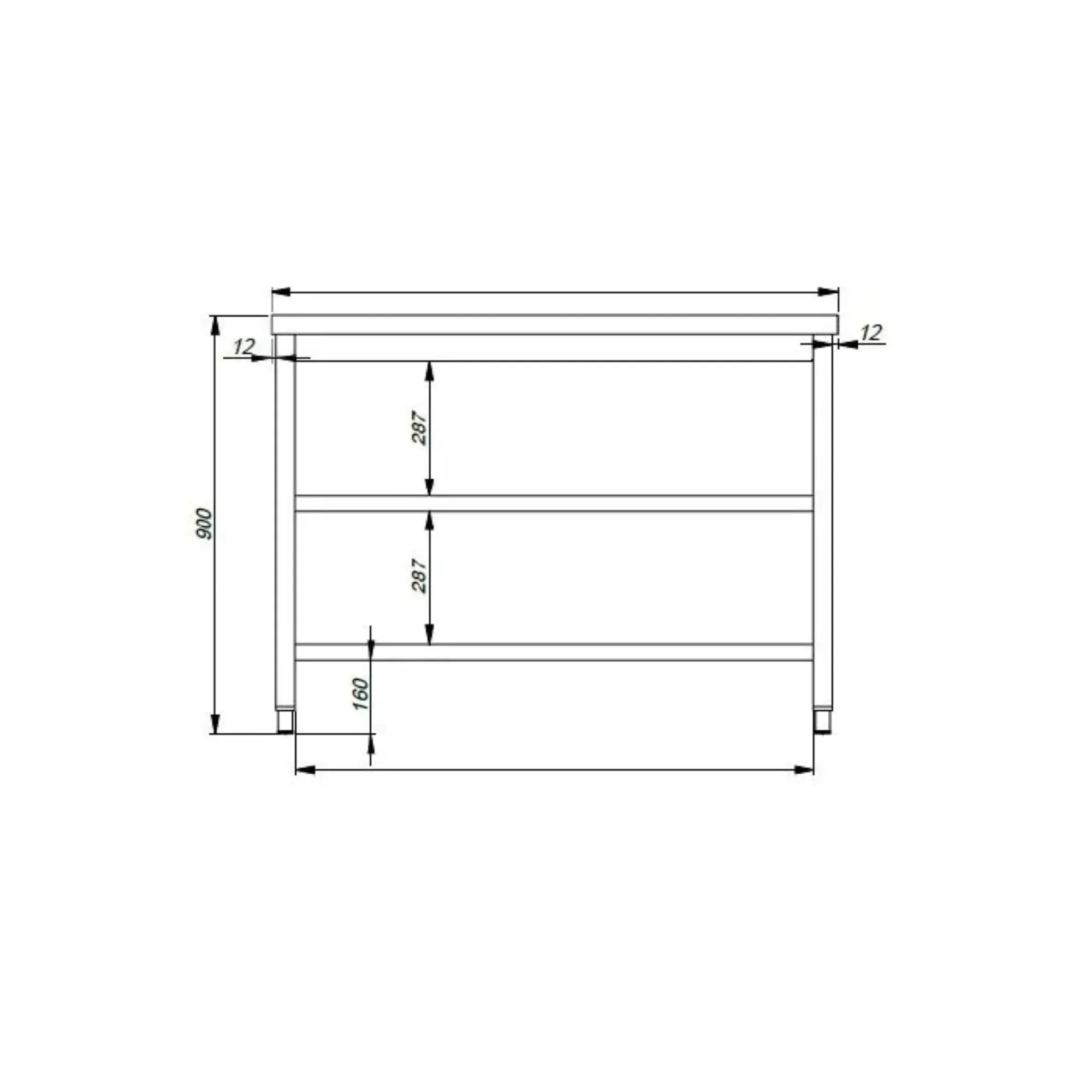 Picture of CombiSteel 700 Worktable 2 Shelves Range