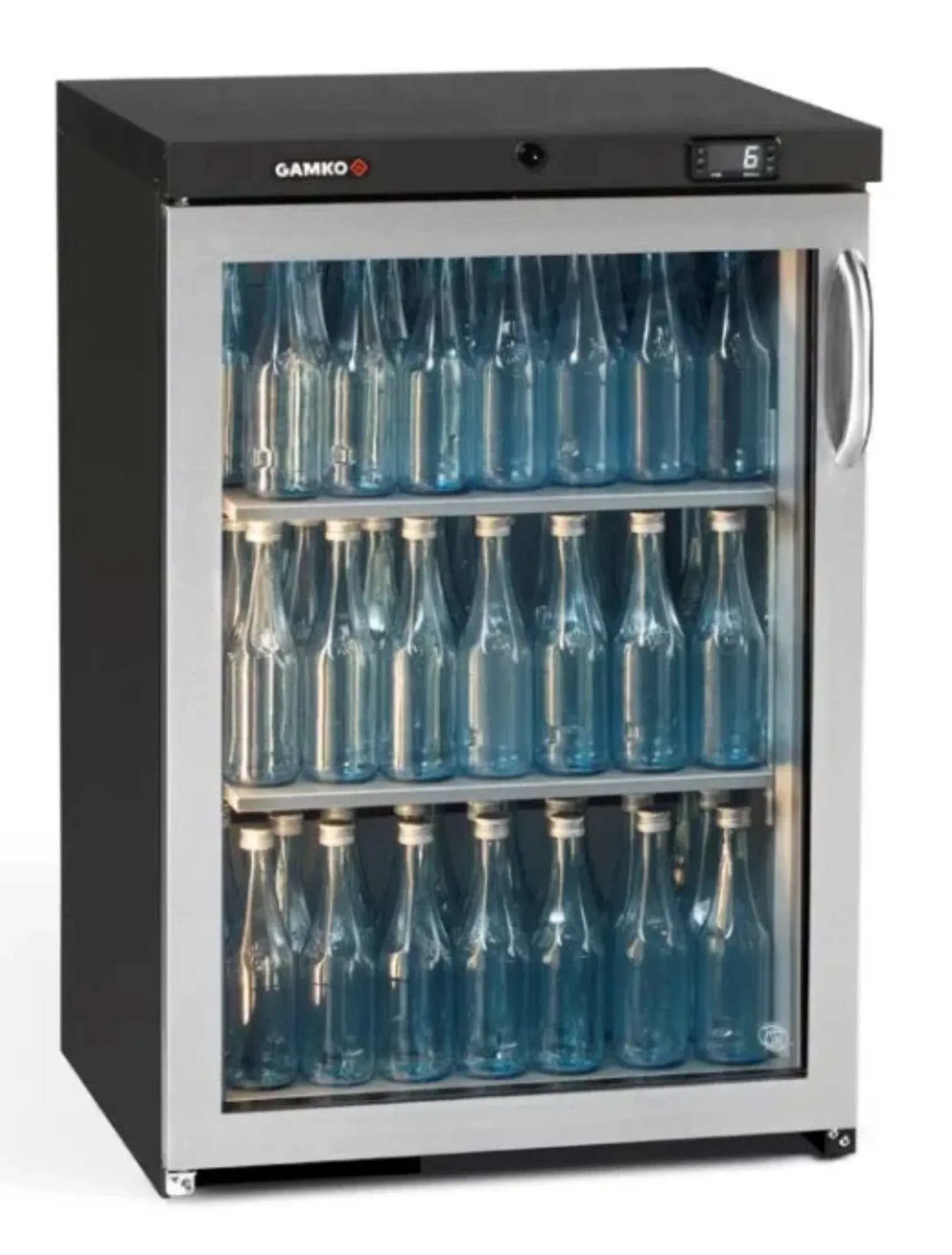 Picture of Gamko Maxiglass MG3 150 Series Hand Hinged Undercounter Stainless Steel Frame Glass Door Bottle Cooler