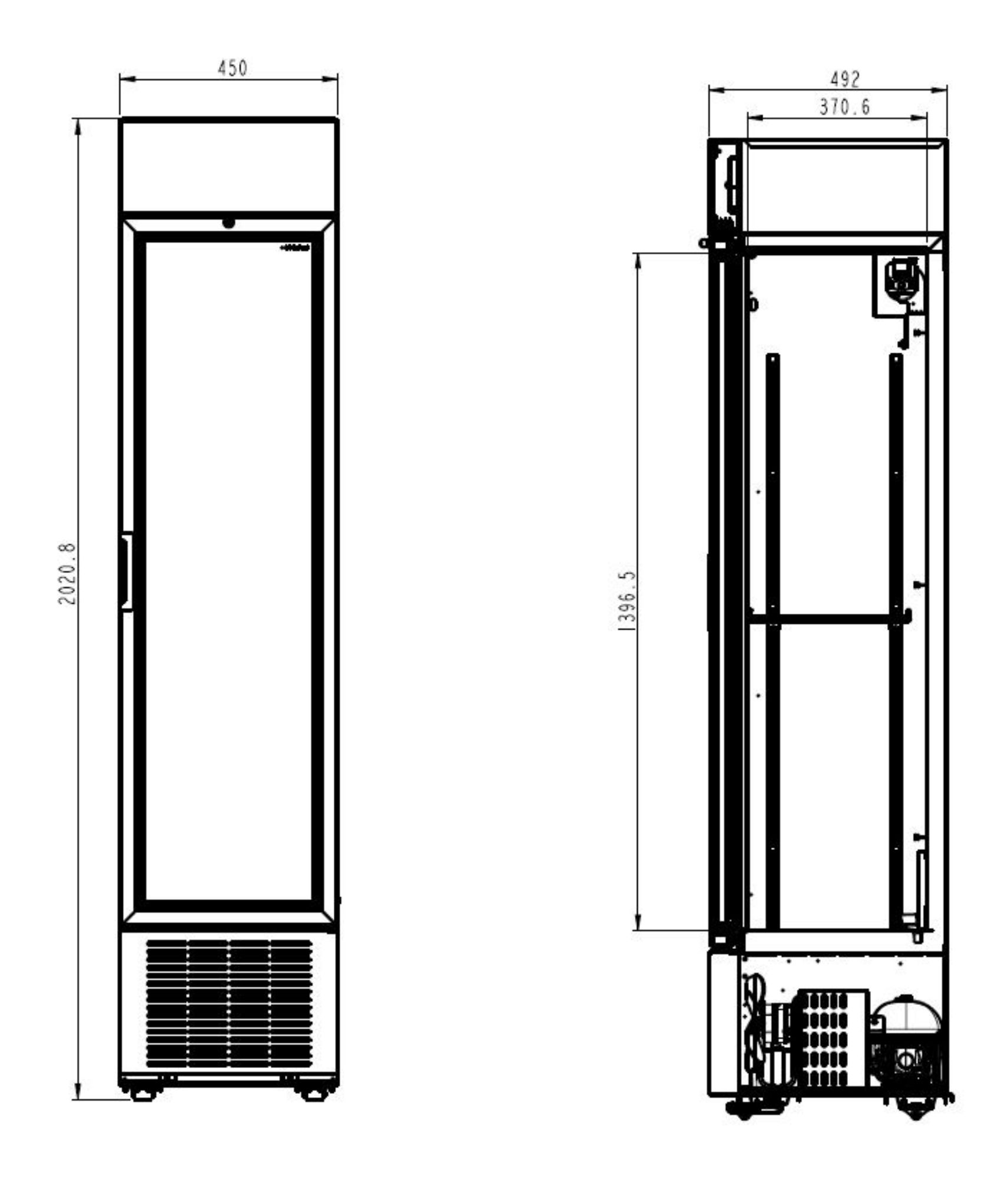 Picture of REFRIGERATOR 1 GLASS DOOR BLACK 232L *TRANSPORT ON REQUEST*