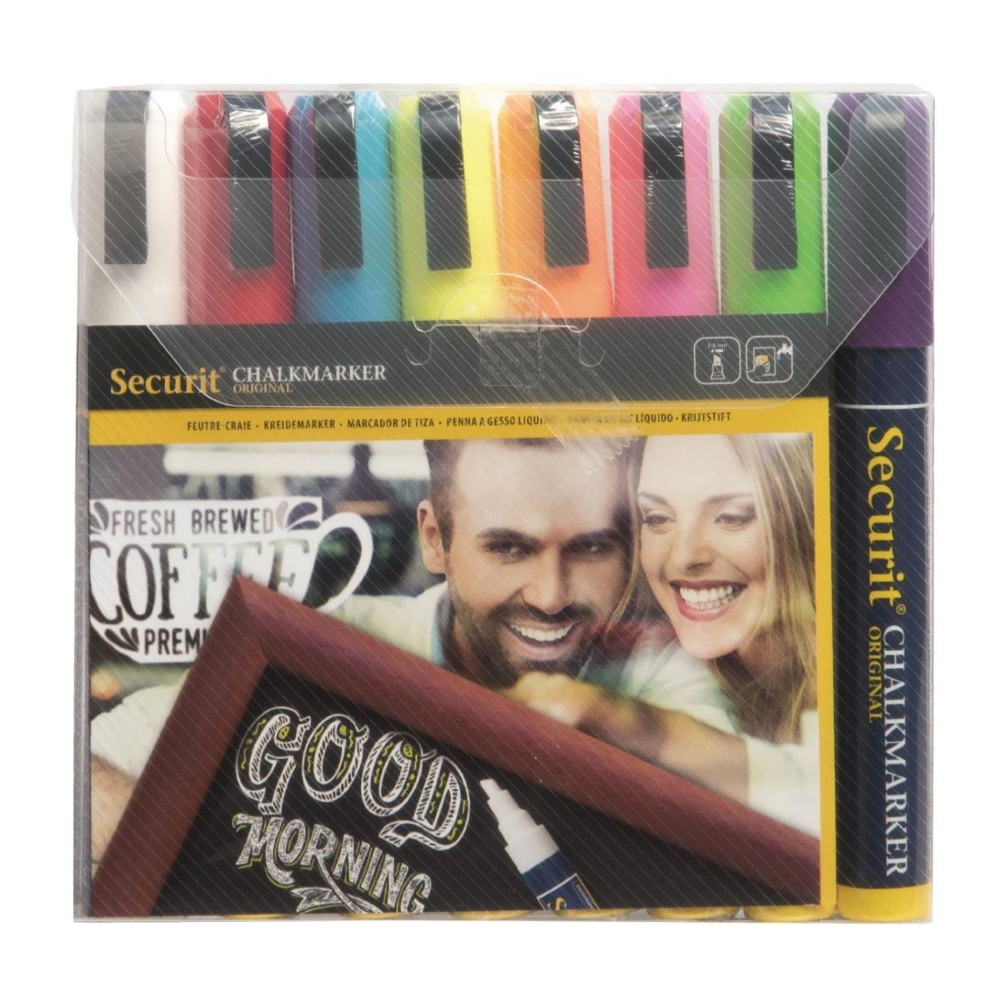 Picture of Securit Chalkmaster 6mm Liquid Chalk Pens Assorted Colours (8 pack) - Y999