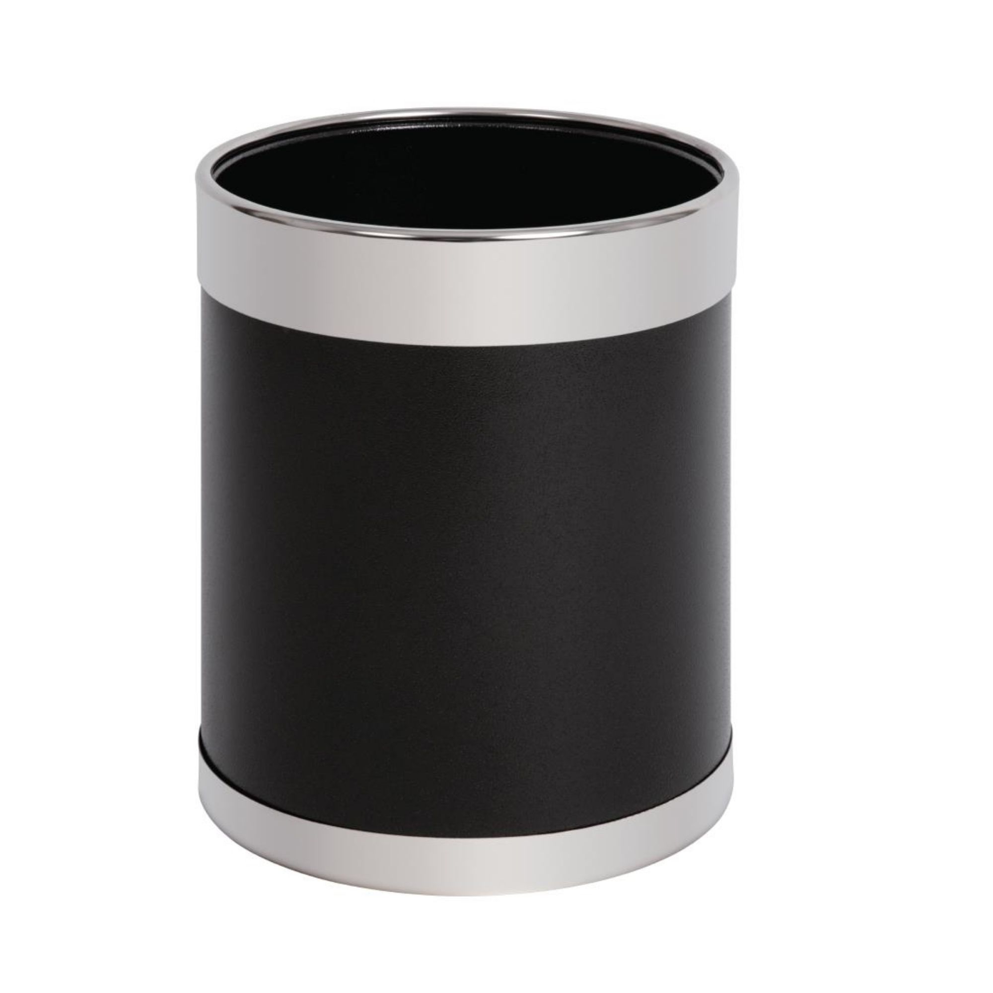 Picture of Bolero Black Waste Paper Bin with Silver Rim - Y805