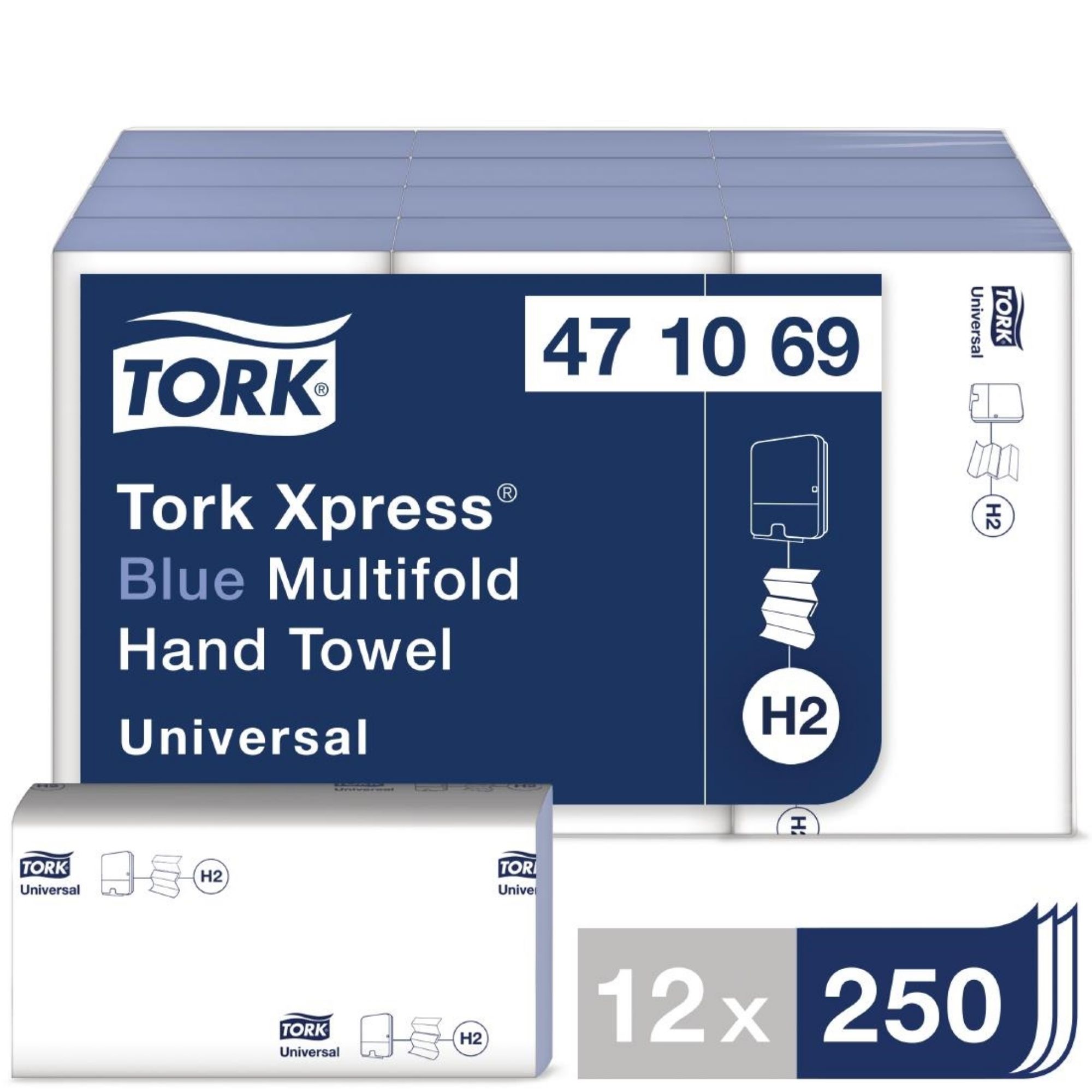 Picture of Tork Z Fold Blue Hand Towels 1Ply 250 Sheets (12 Pack)