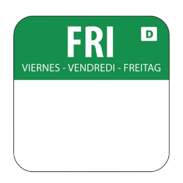Picture of Hygiplas Dissolvable Food Rotation Labels Friday (Pack of 1000)