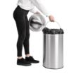 Picture of Bolero Stainless Steel Push Top Bullet Bin Silver 40Ltr - U803