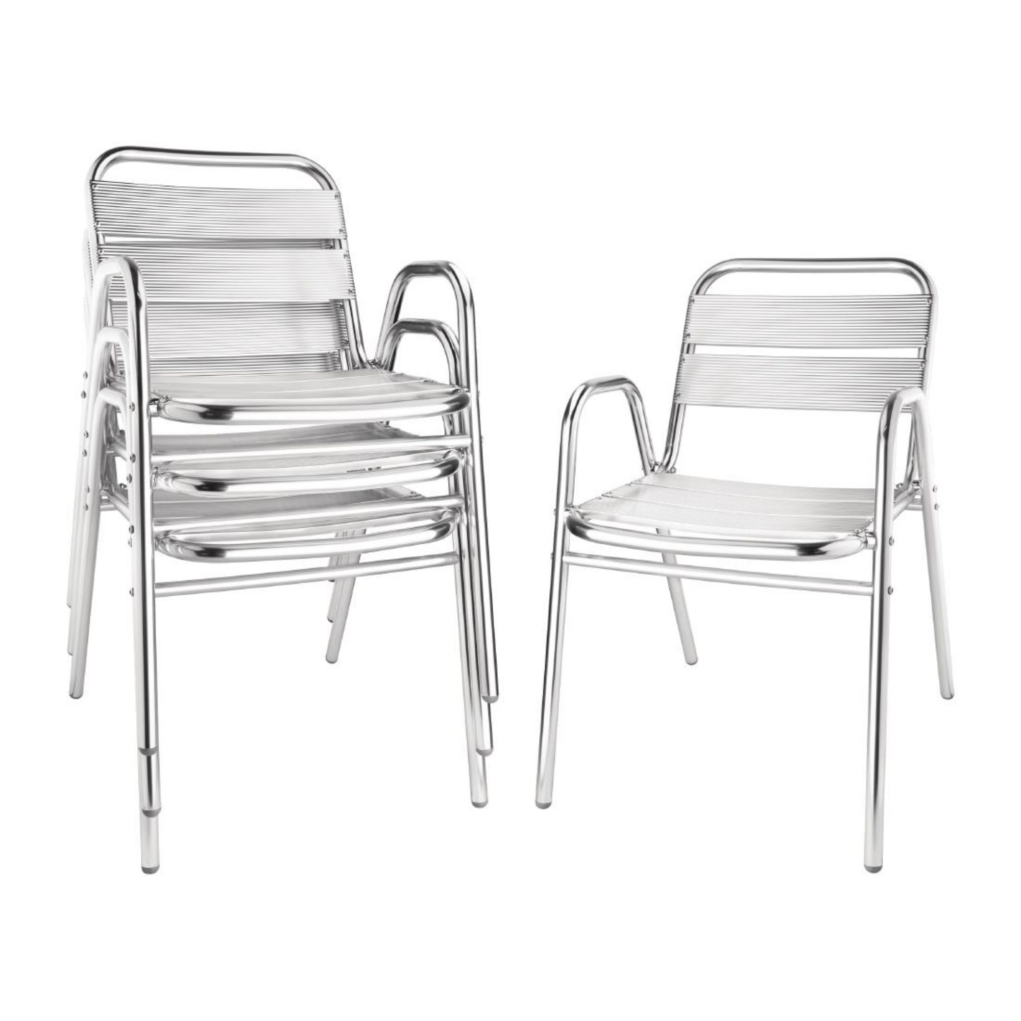 Picture of Bolero Aluminium Stacking Chairs Arched Arms (Pack of 4)