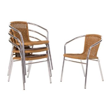 Picture of Bolero Aluminium and Natural Wicker Chair (Pack of 4)