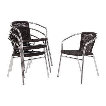 Picture of Bolero Aluminium and Black Wicker Chairs Black (Pack of 4)