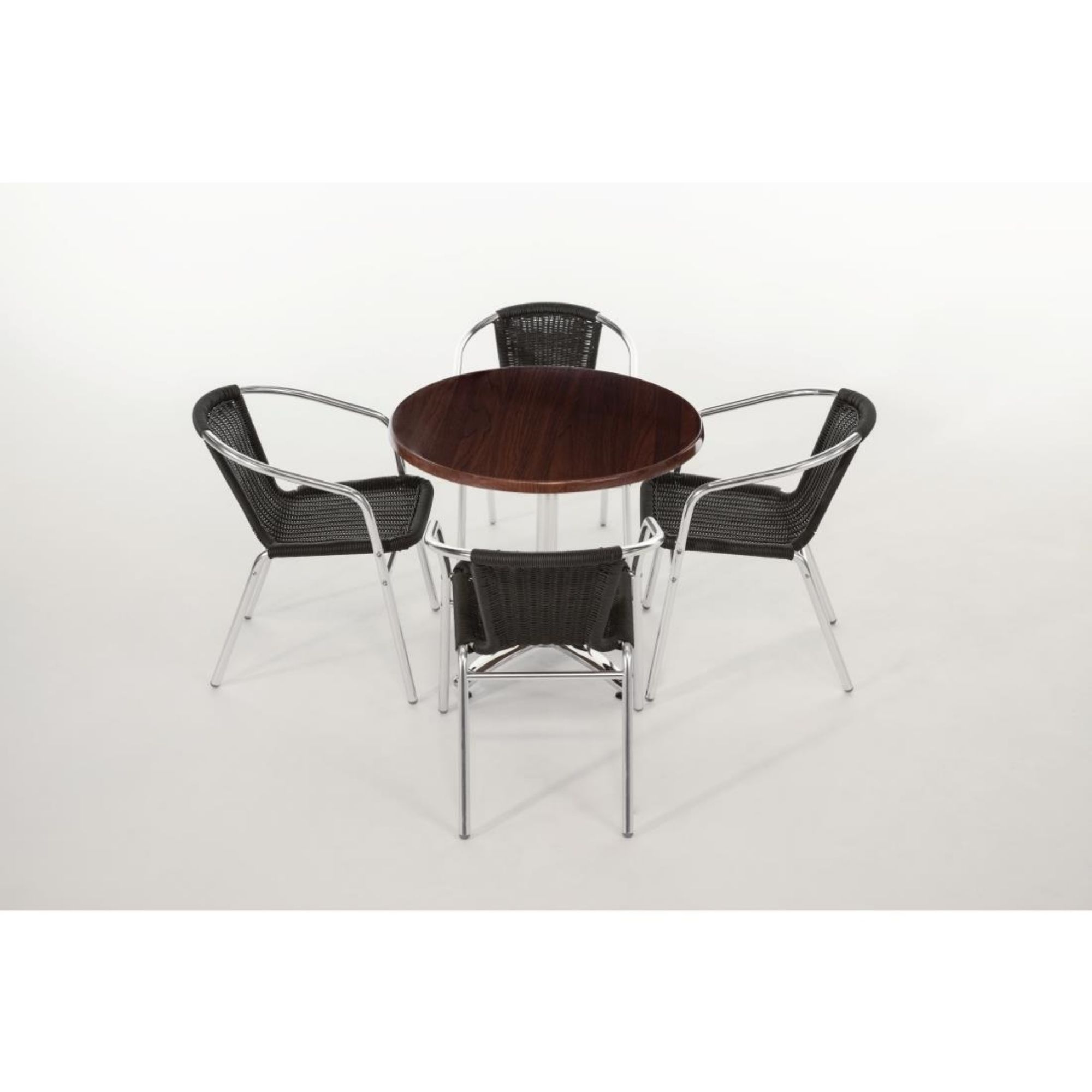 Picture of Bolero Aluminium and Black Wicker Chairs Black (Pack of 4)