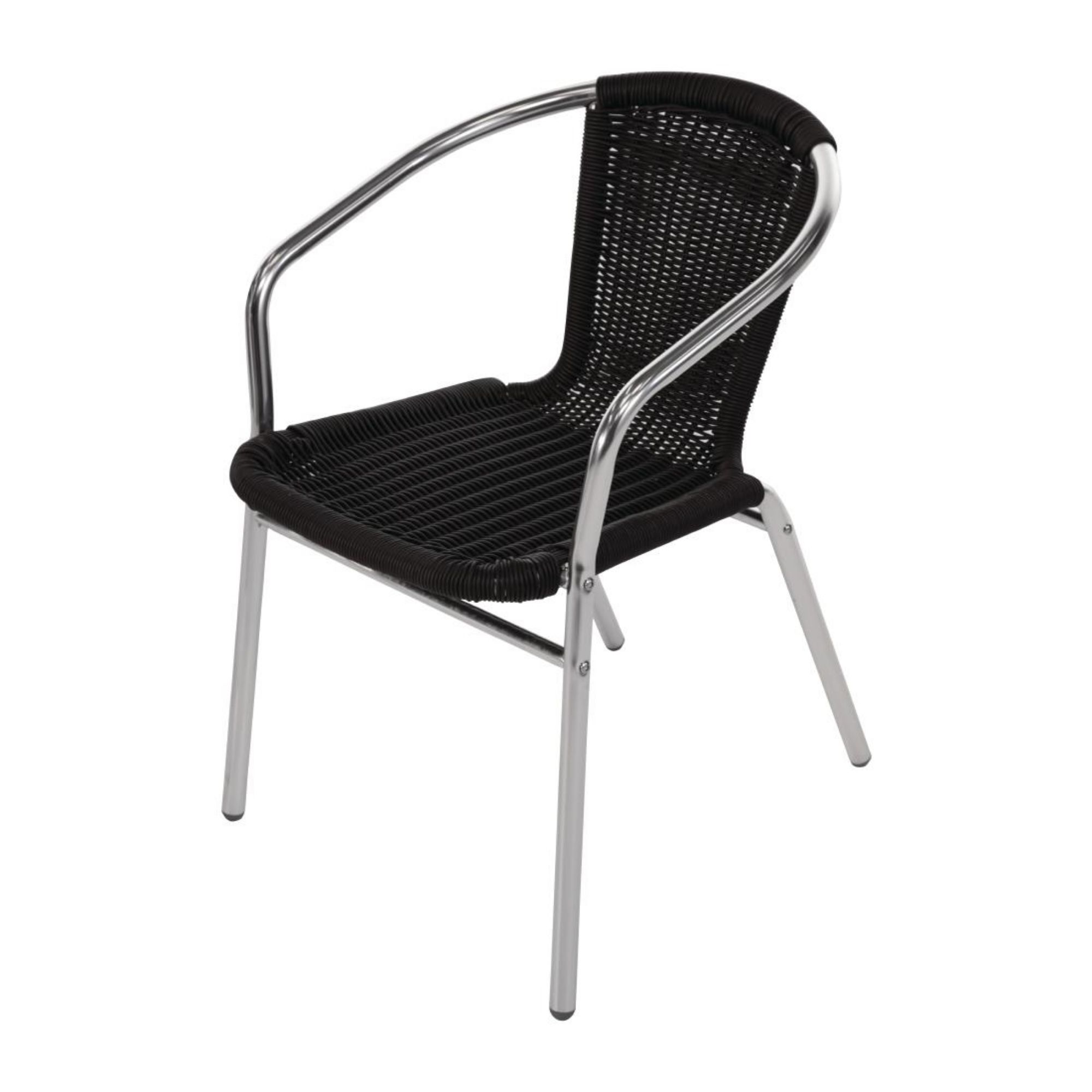 Picture of Bolero Aluminium and Black Wicker Chairs Black (Pack of 4)