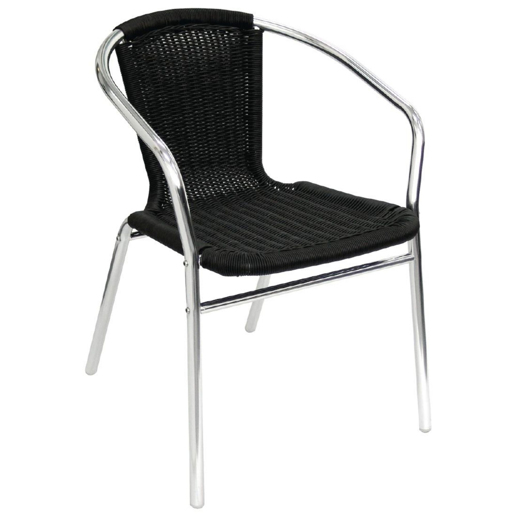 Picture of Bolero Aluminium and Black Wicker Chairs Black (Pack of 4)