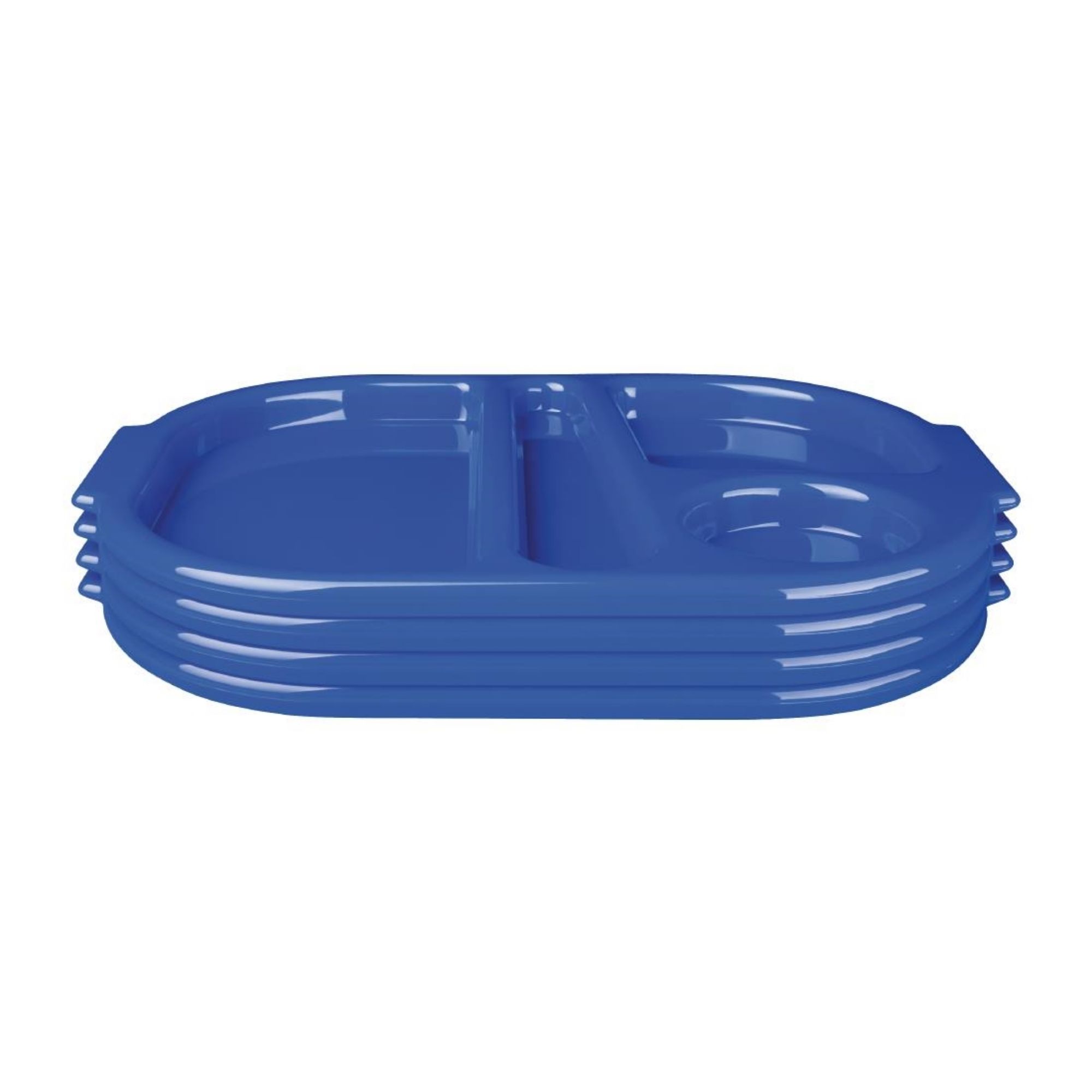 Picture of Olympia Kristallon Large Polycarbonate Compartment Food Trays Blue 375mm