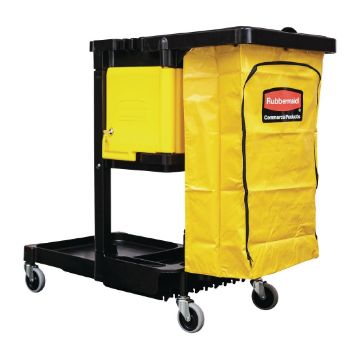Picture of Rubbermaid Traditional Janitorial Cleaning Cart with Yellow Bag and Zip