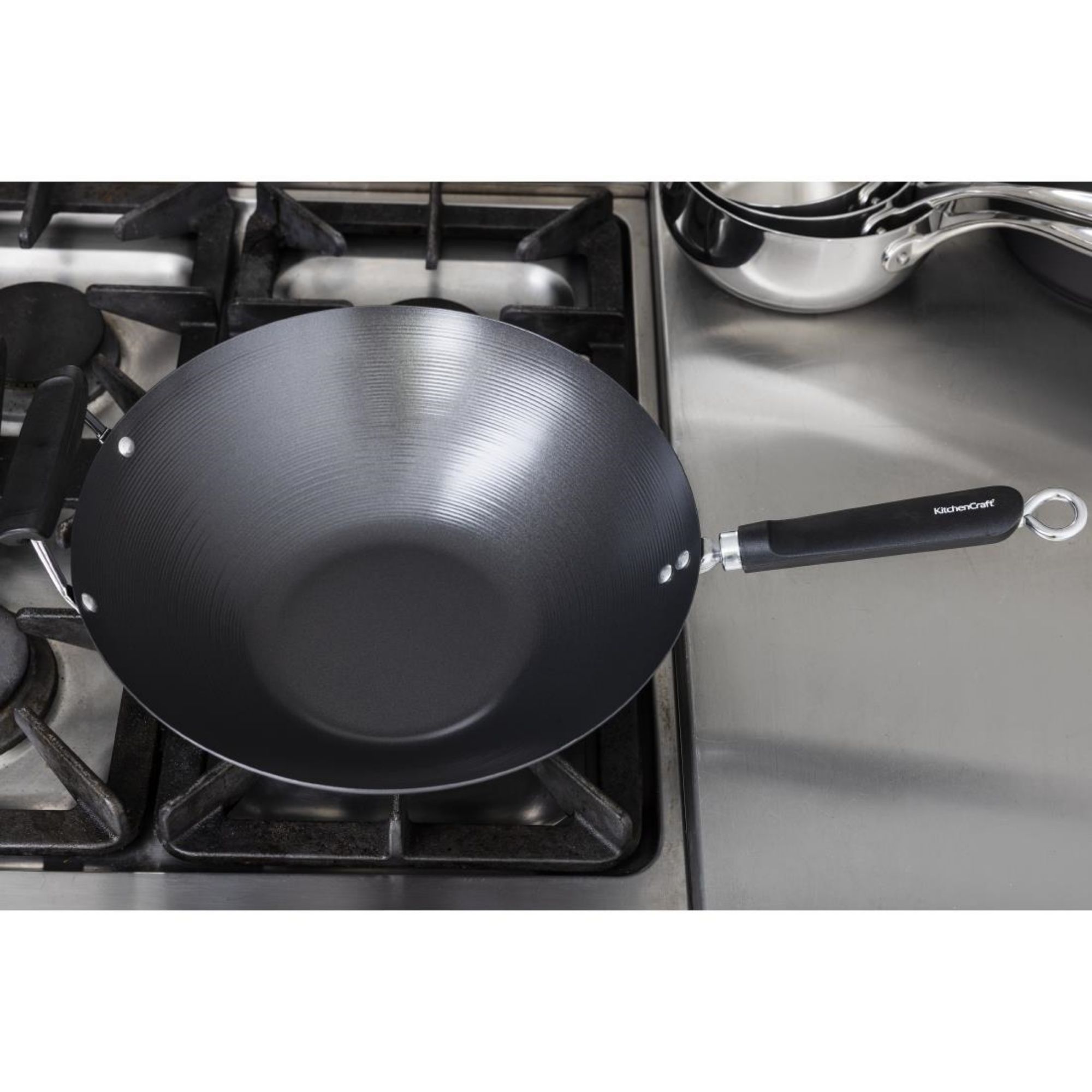 Picture of Kitchen Craft Non Stick Flat Base Wok 356mm