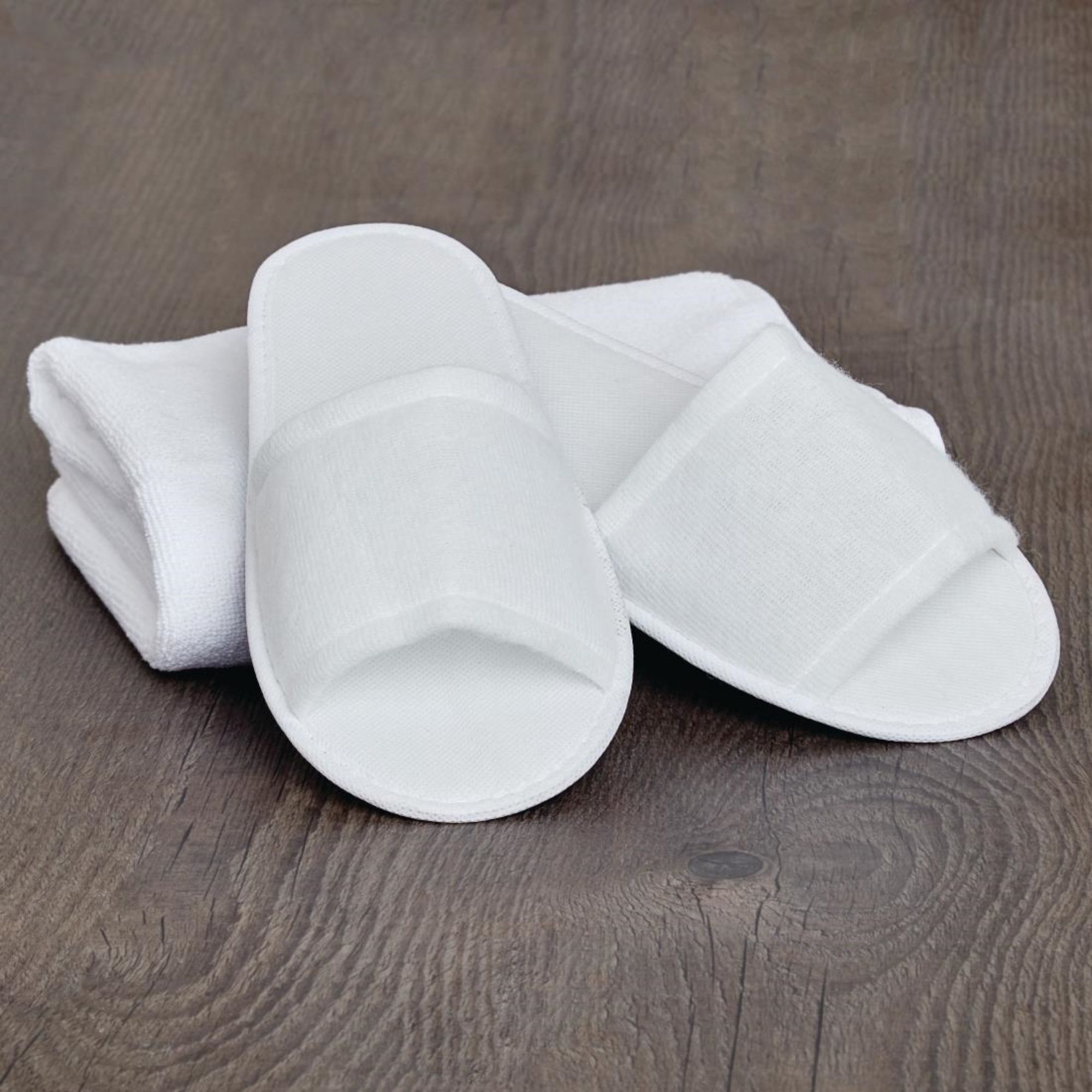 Picture of Mitre Essentials Slipperlite Open Toe Slippers White - HB969