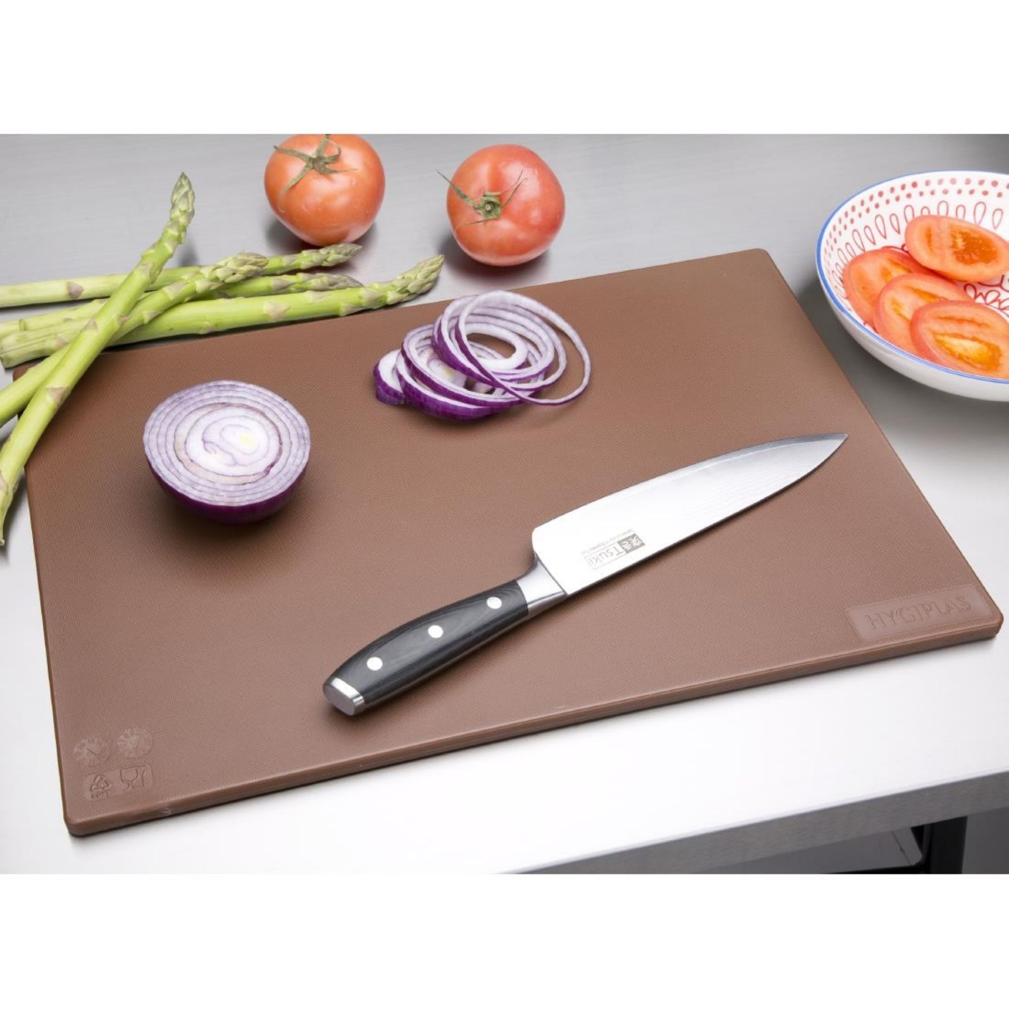 Picture of Hygiplas Low Density Antibacterial Chopping Board Brown 450x300x10mm