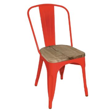 Picture of Bolero Bistro Side Chairs with Wooden Seat Pad Red (Pack of 4)