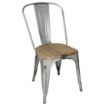 Picture of Bolero Bistro Side Chairs with Wooden Seat Pad Galvanised Steel (Pack of 4) - GM642