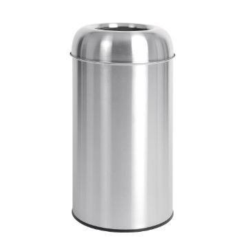 Picture of Bolero Stainless Steel Open Lid Bullet Bin Silver 40Ltr