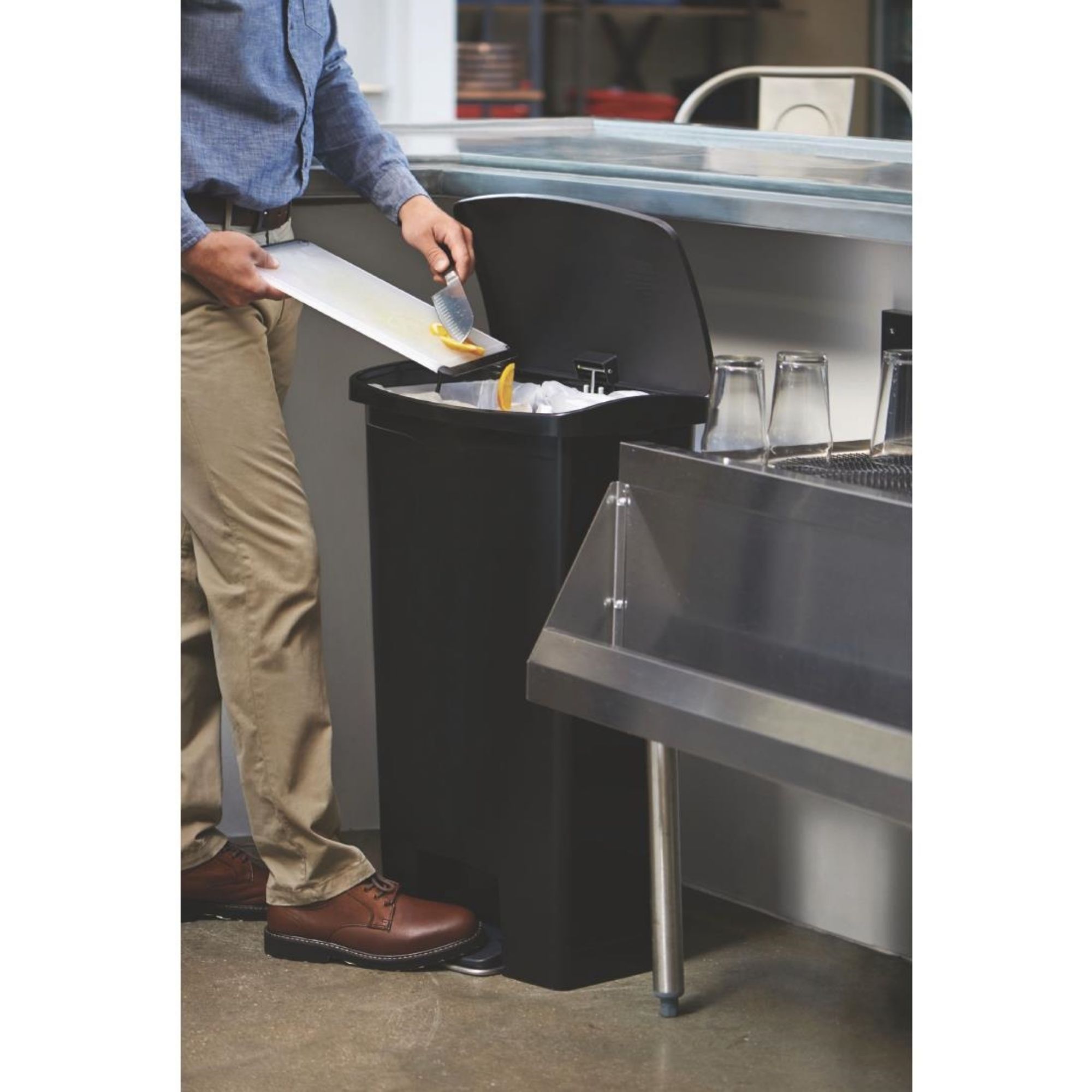 Picture of Rubbermaid Slim Jim Pedal Bin Black 68Ltr