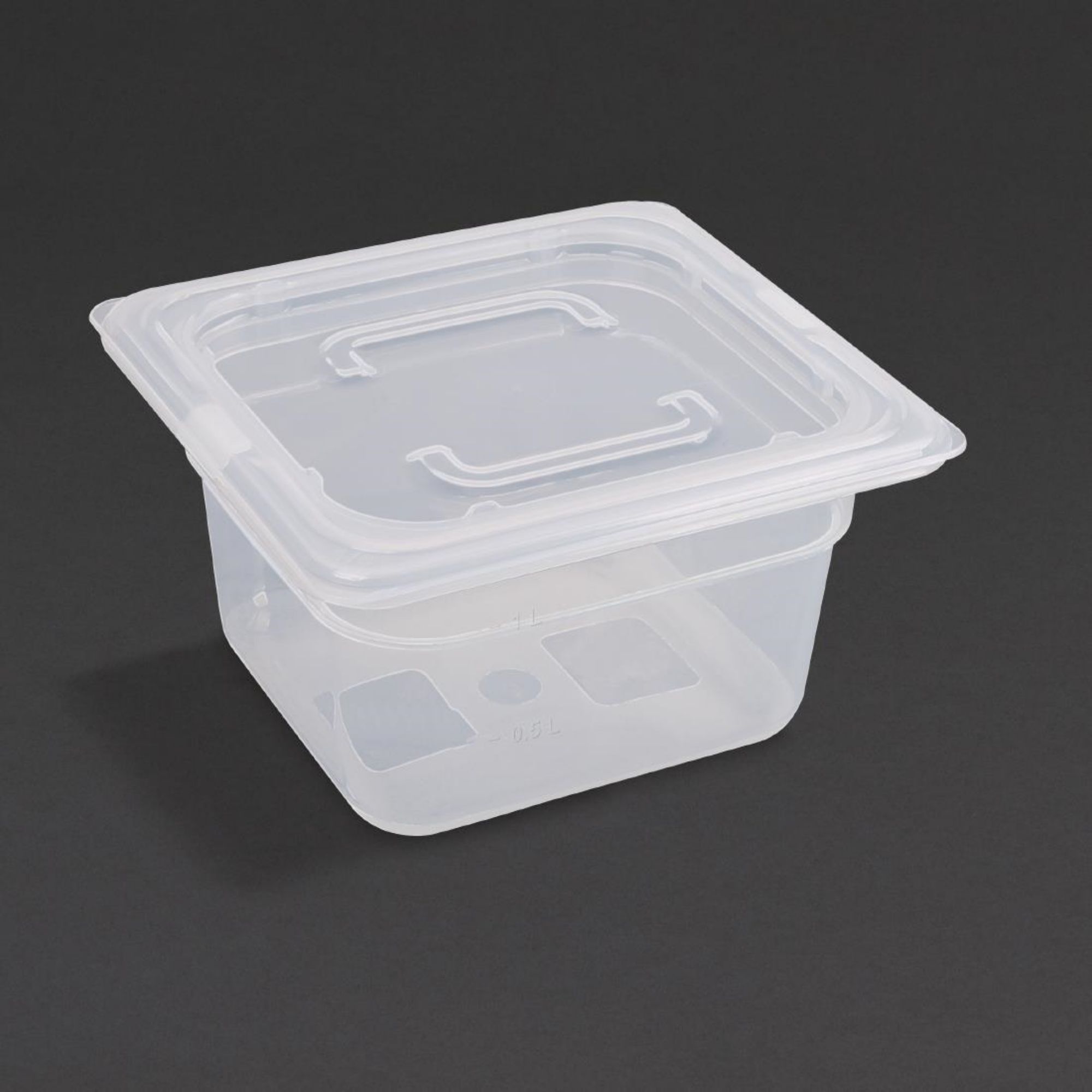 Picture of Vogue Polypropylene 1/6 Gastronorm Container with Lid 100mm (4 pack) - GJ526
