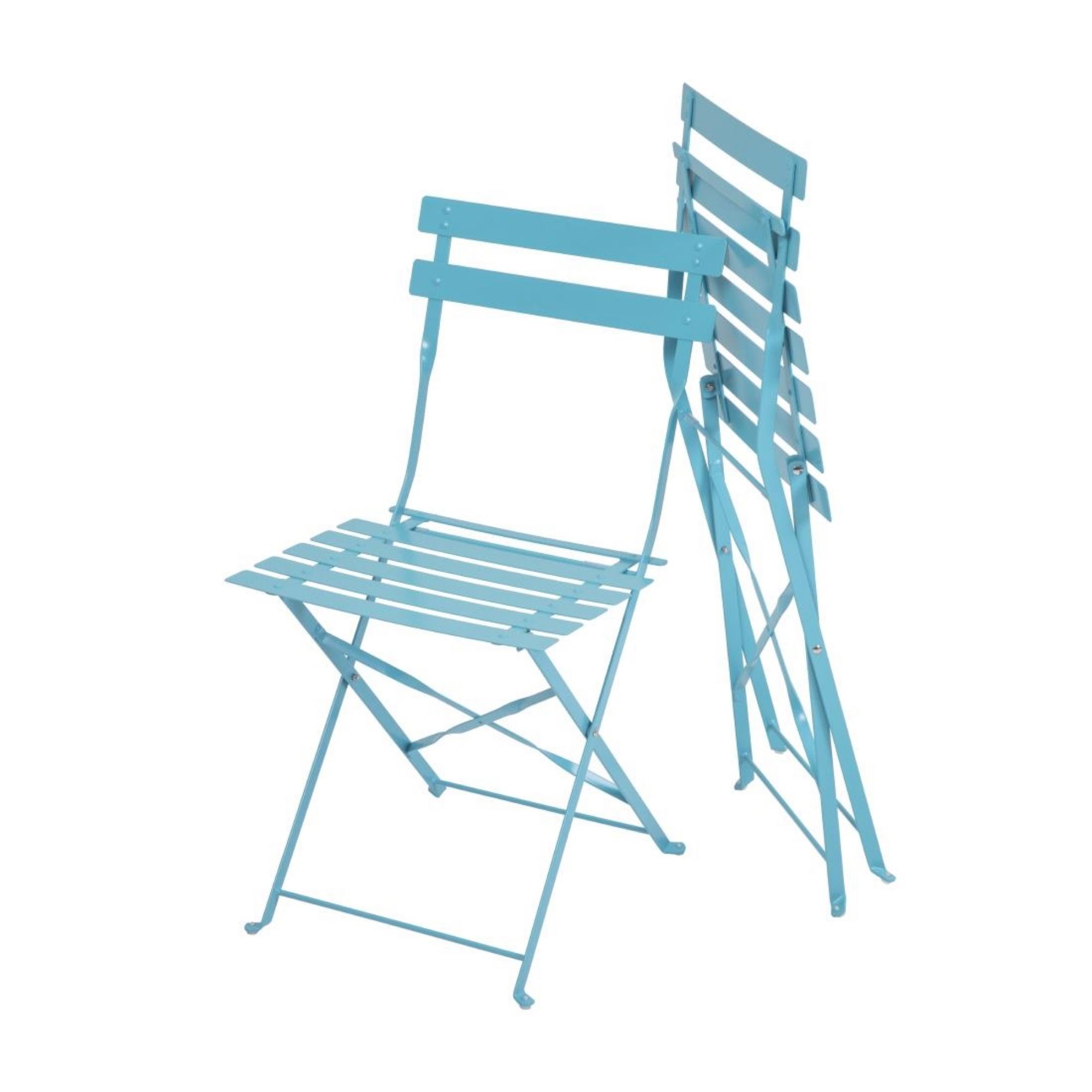 Picture of Bolero Pavement Style Steel Chairs Seaside Blue (Pack of 2)