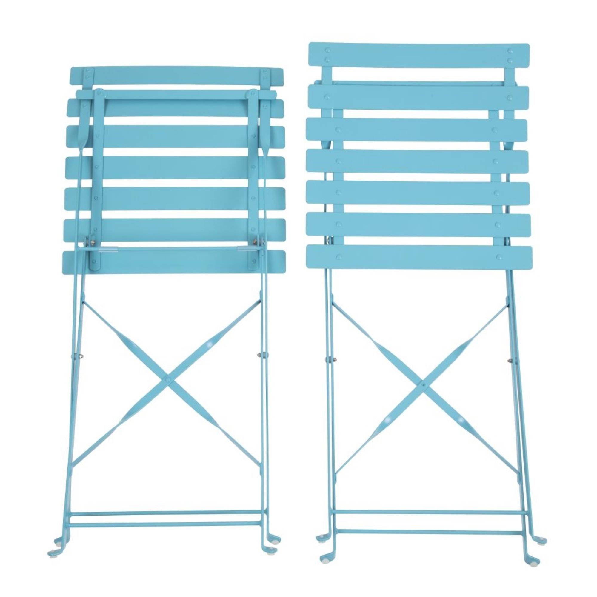 Picture of Bolero Pavement Style Steel Chairs Seaside Blue (Pack of 2)