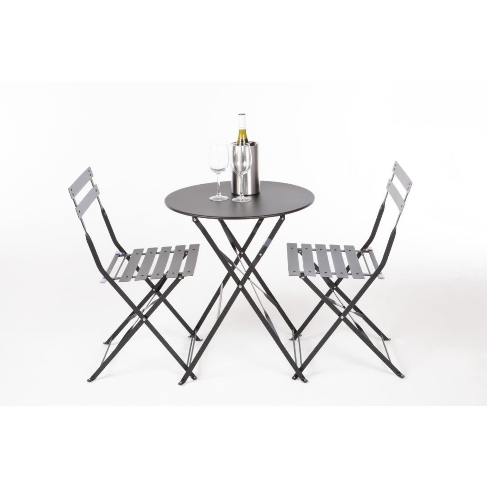 Picture of Bolero Black Pavement Style Steel Chairs (Pack of 2)