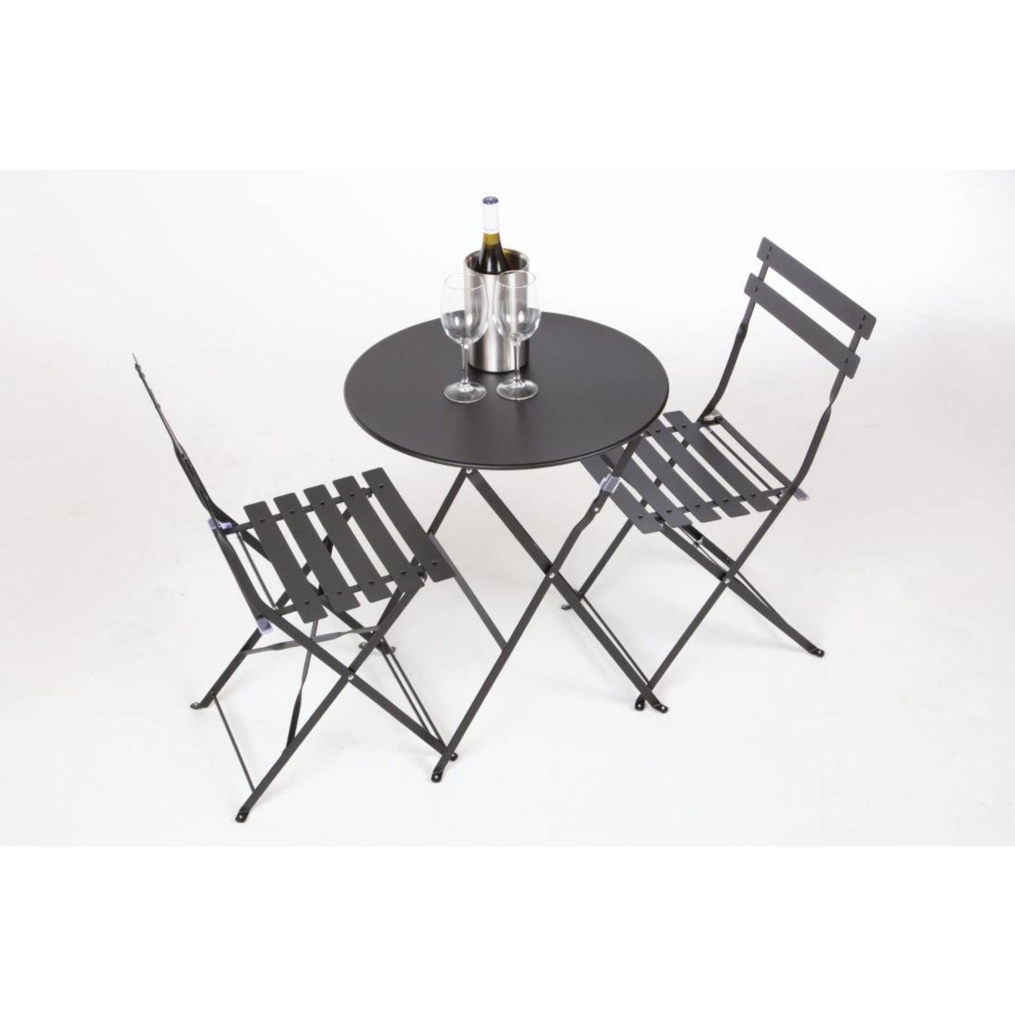 Picture of Bolero Black Pavement Style Steel Chairs (Pack of 2)