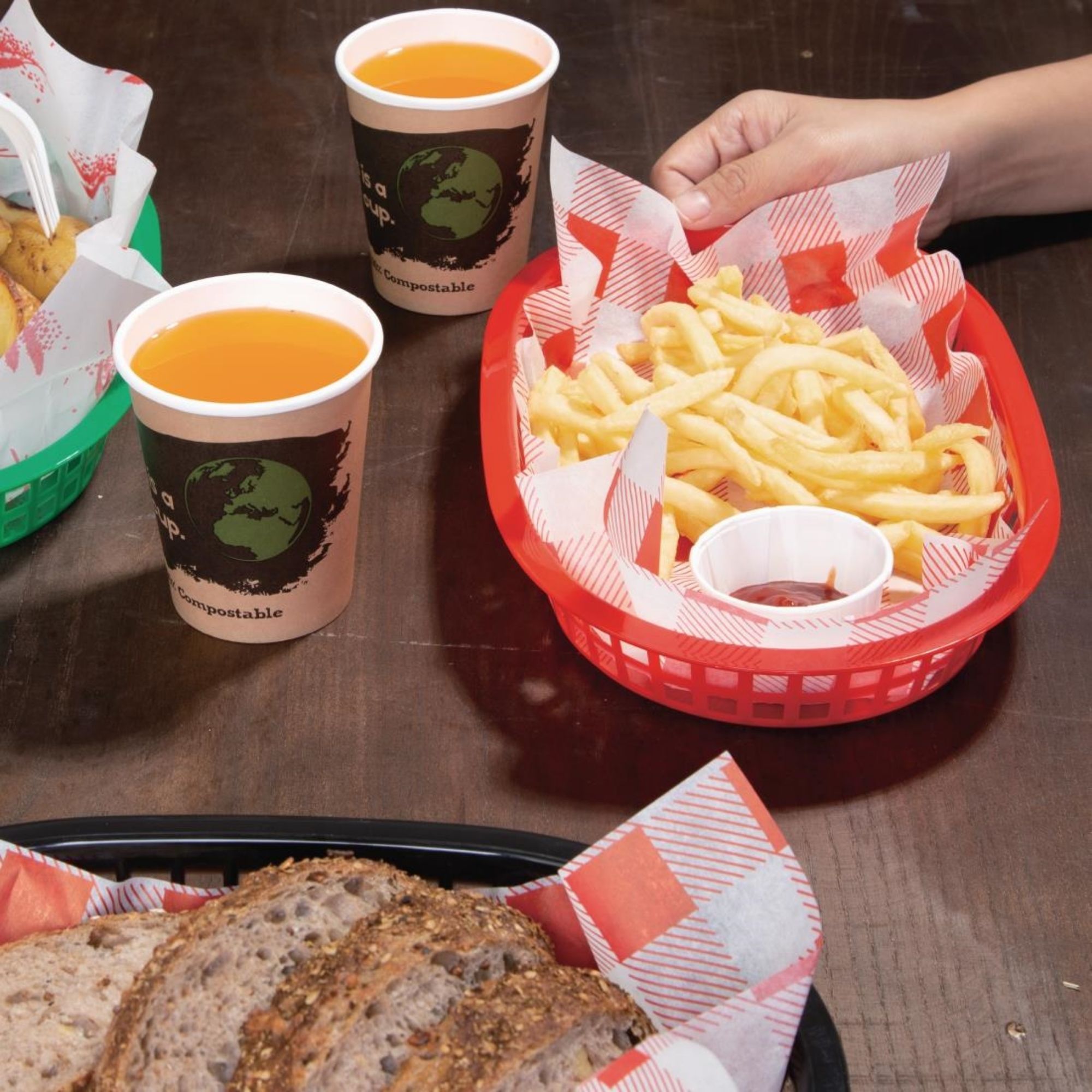 Picture of Olympia Oval Polypropylene Food Basket Red (Pack of 6)