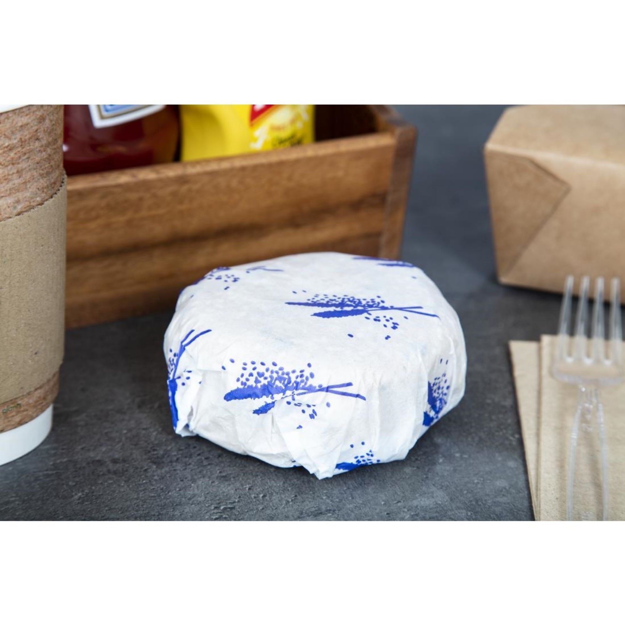 Picture of Burger Wrapping Paper Sheets Blue 245 x 300mm (1000 pack)