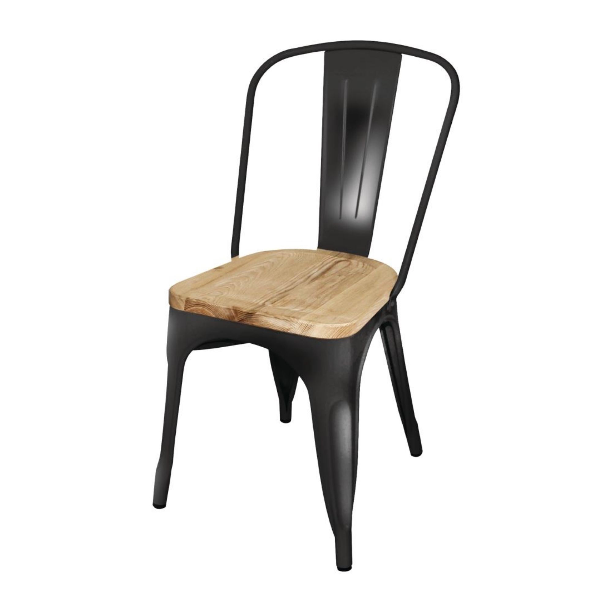 Picture of Bolero Bistro Side Chairs with Wooden Seat Pad Black (Pack of 4)