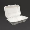 Picture of Vegware Compostable Bagasse Clamshell Hinged Meal Boxes 228mm - GH026