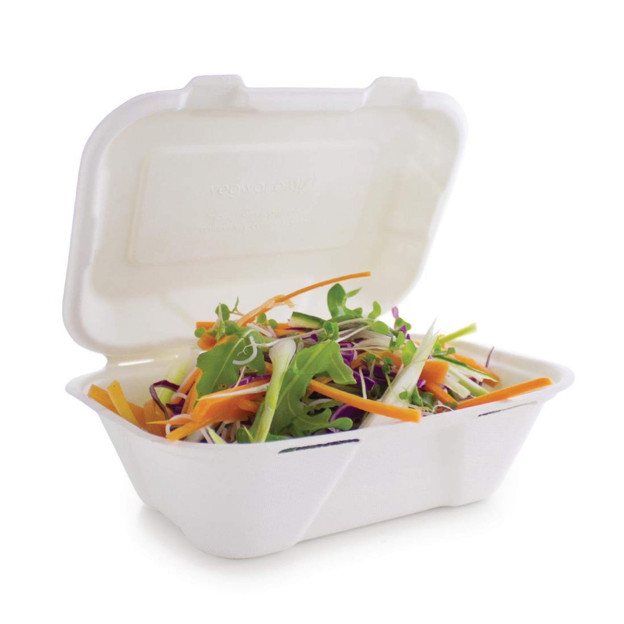 Picture of Vegware Compostable Bagasse Clamshell Hinged Meal Boxes 228mm