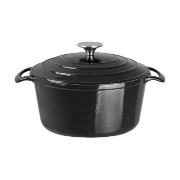 Picture of Vogue Black Round Casserole Dish 4Ltr