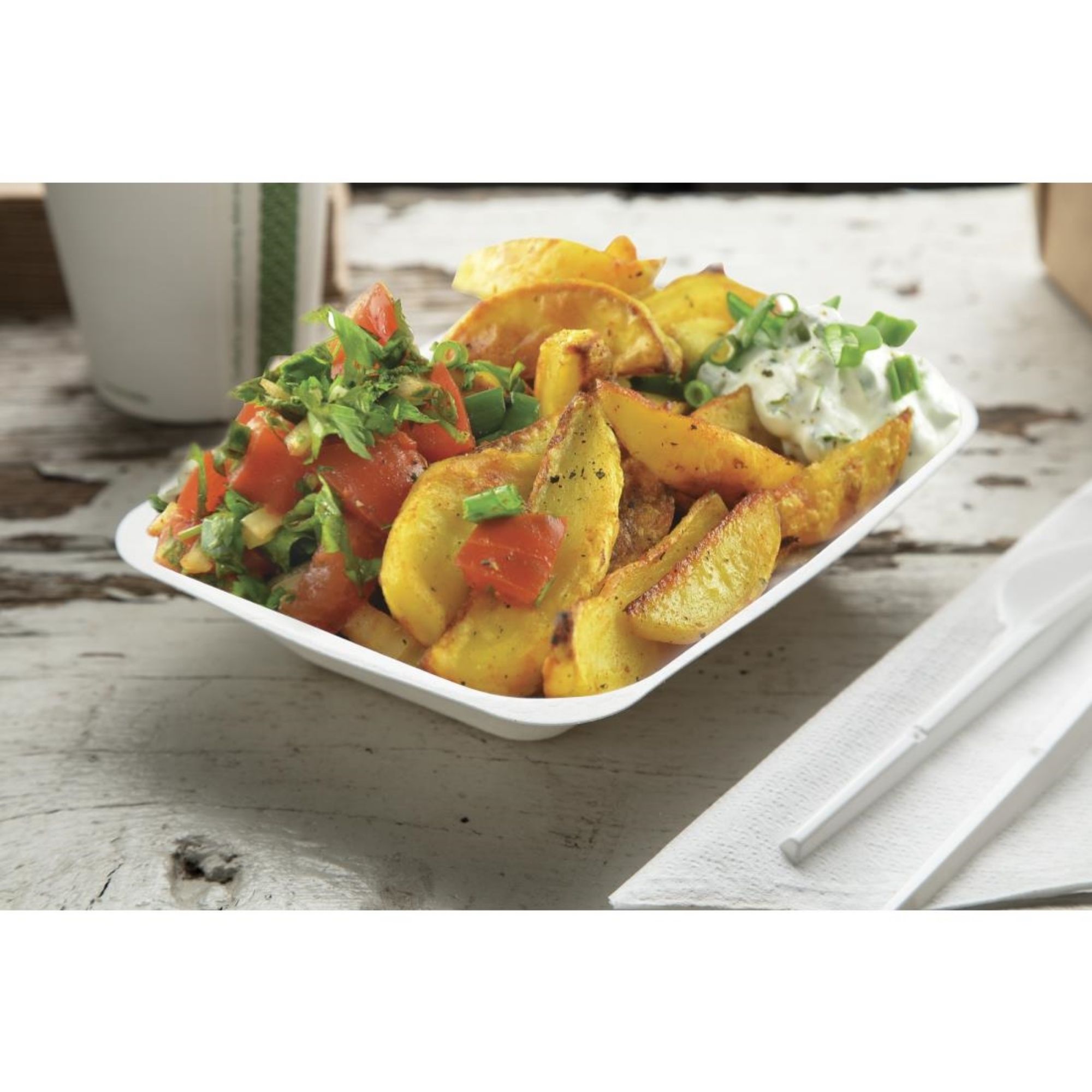 Picture of Vegware Compostable Bagasse Chip Trays 175mm (Pack of 500)