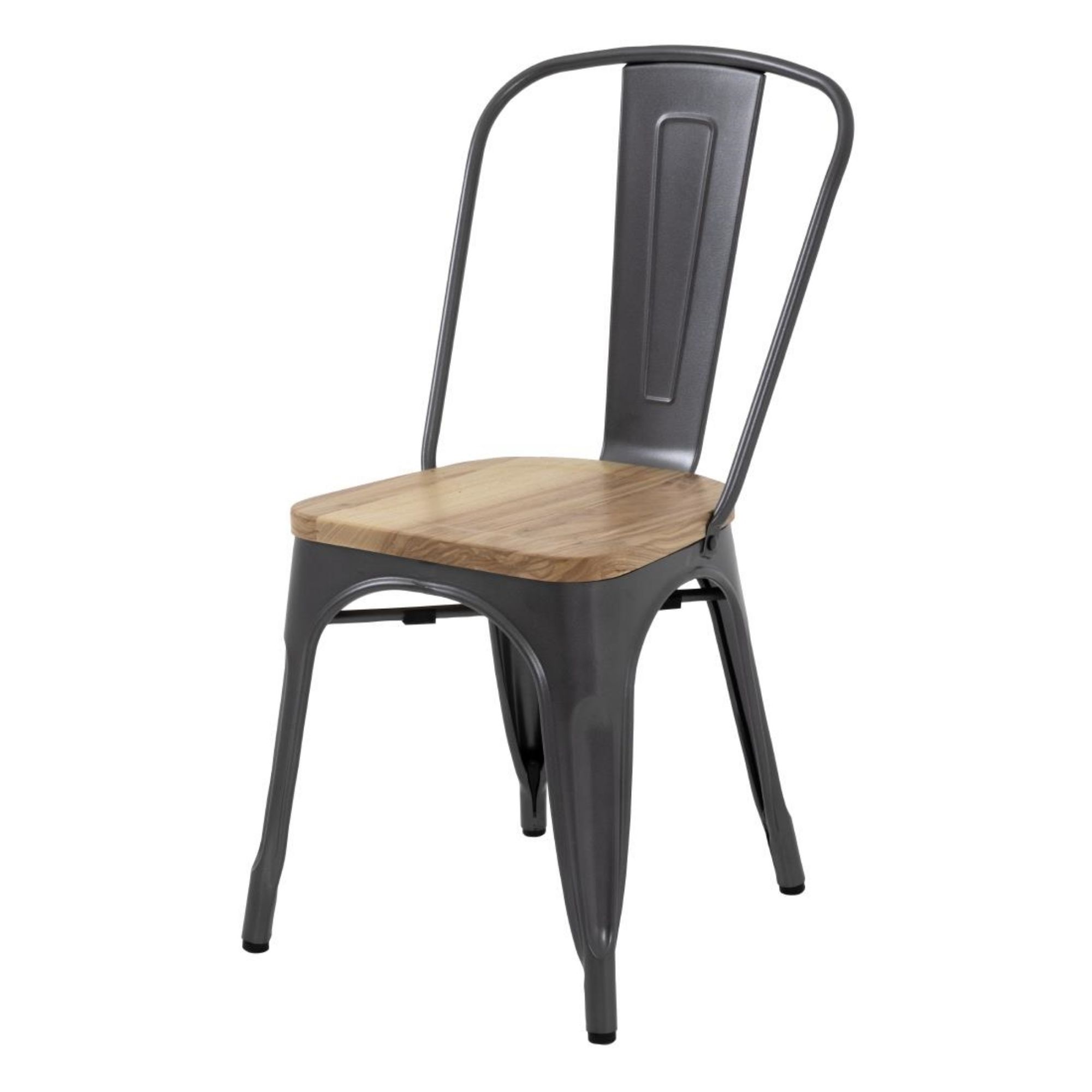 Picture of Bolero Bistro Side Chairs with Wooden Seat Pad Gun Metal (Pack of 4)