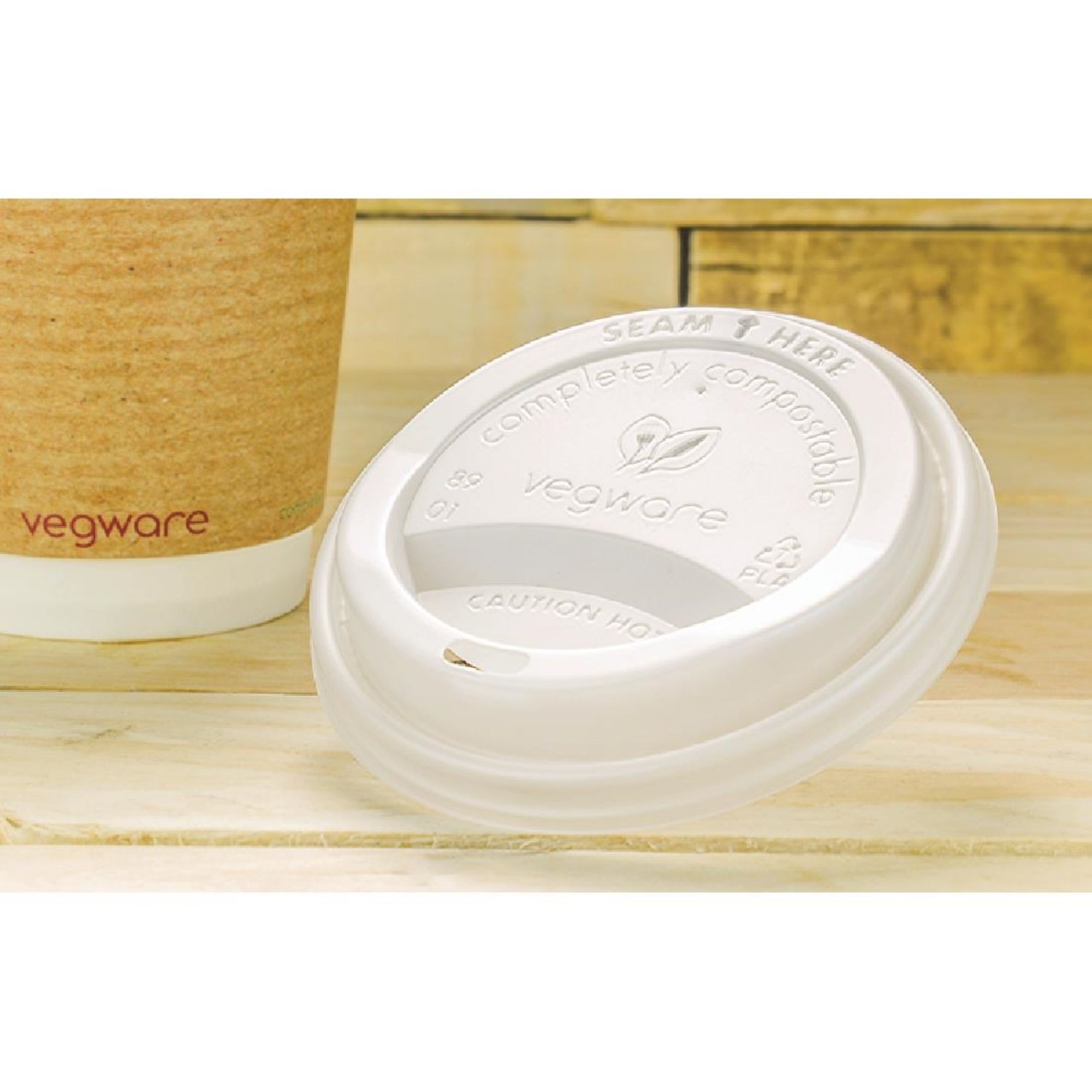 Picture of Vegware Compostable Lids for 340ml & 455ml Coffee Cups (1000 pack)