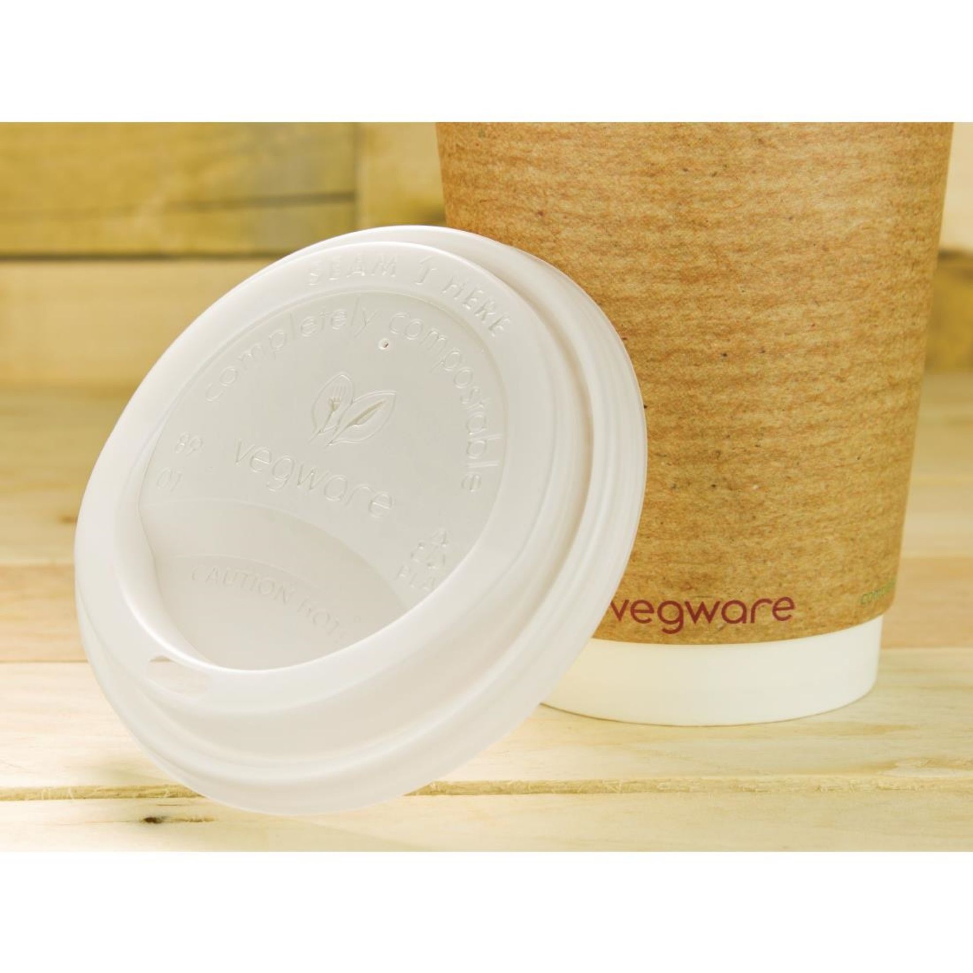 Picture of Vegware Compostable Lids for 340ml & 455ml Coffee Cups (1000 pack)