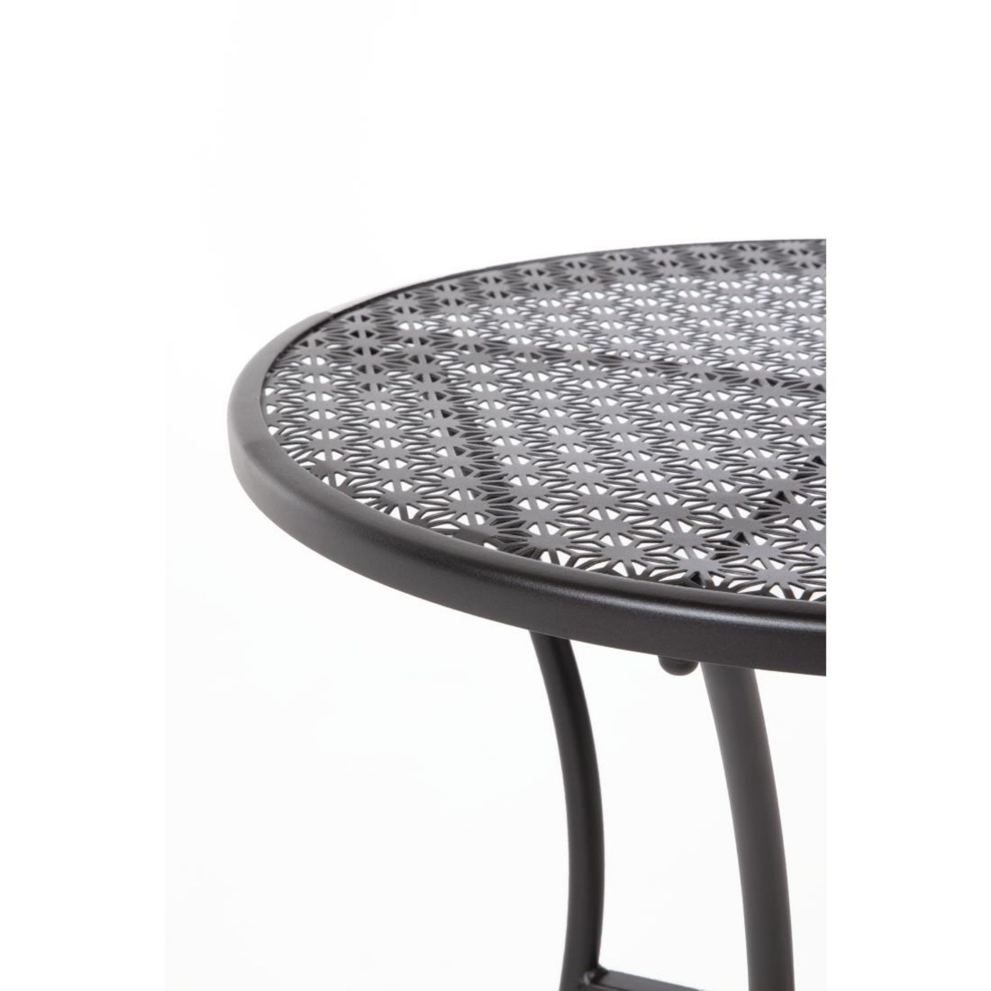 Picture of Bolero Black Steel Patterned Round Bistro Table Black 600mm