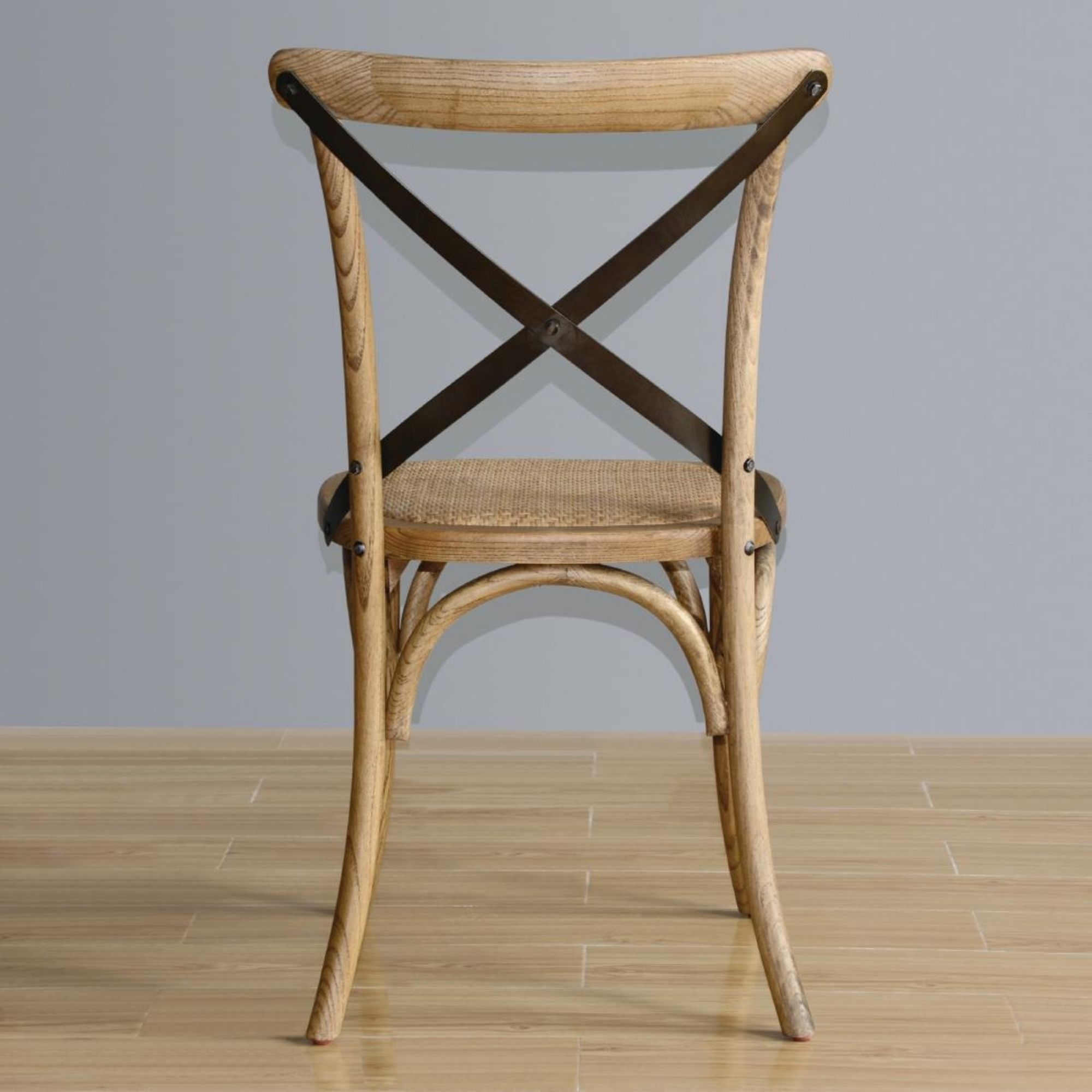 Picture of Bolero Natural Bentwood Chairs with Metal Cross Backrest (Pack of 2)