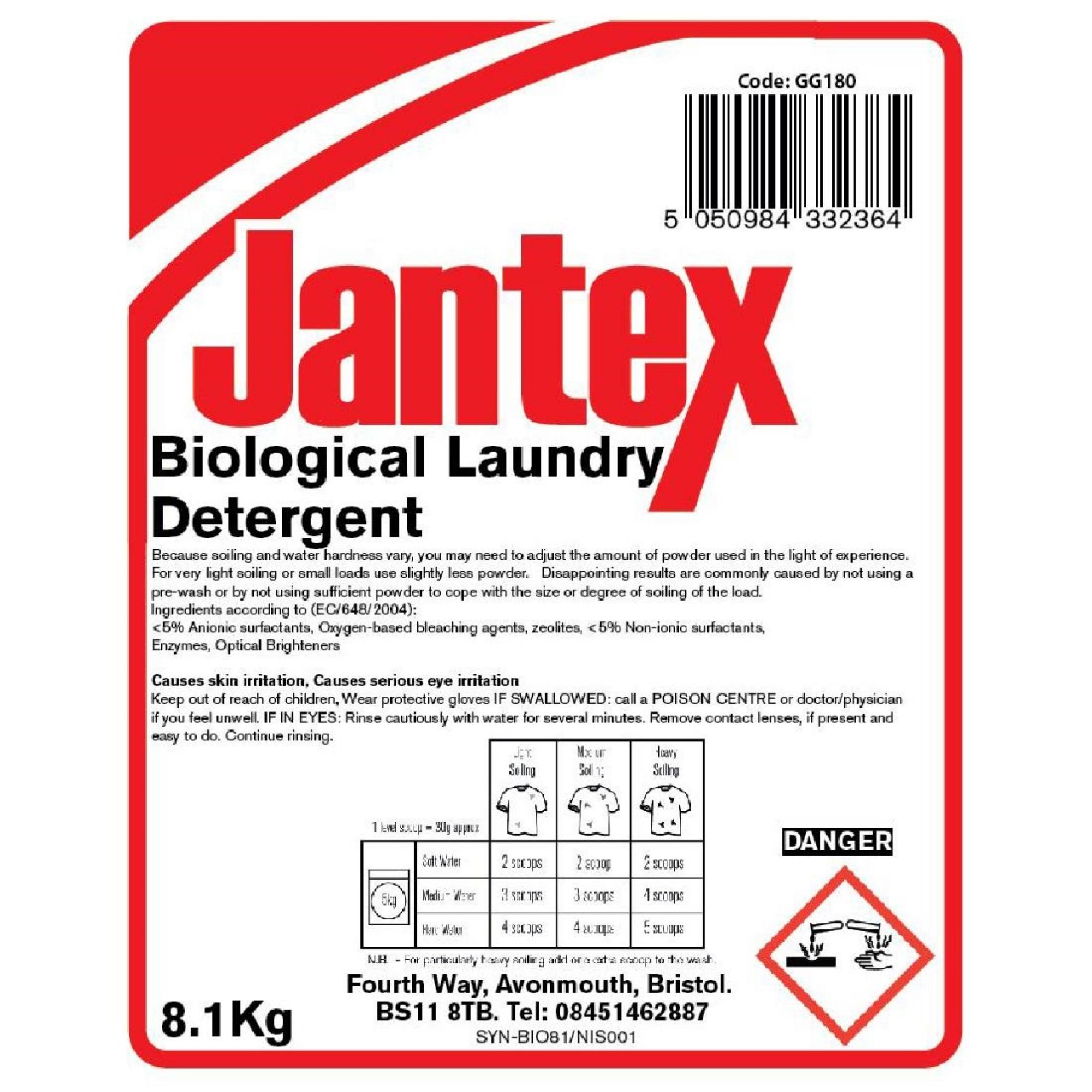 Picture of Jantex Biological Laundry Detergent Powder 8.1kg