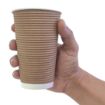 Picture of Fiesta Recyclable Coffee Cups Ripple Wall Kraft 455ml / 16oz (Pack of 25) - GF025