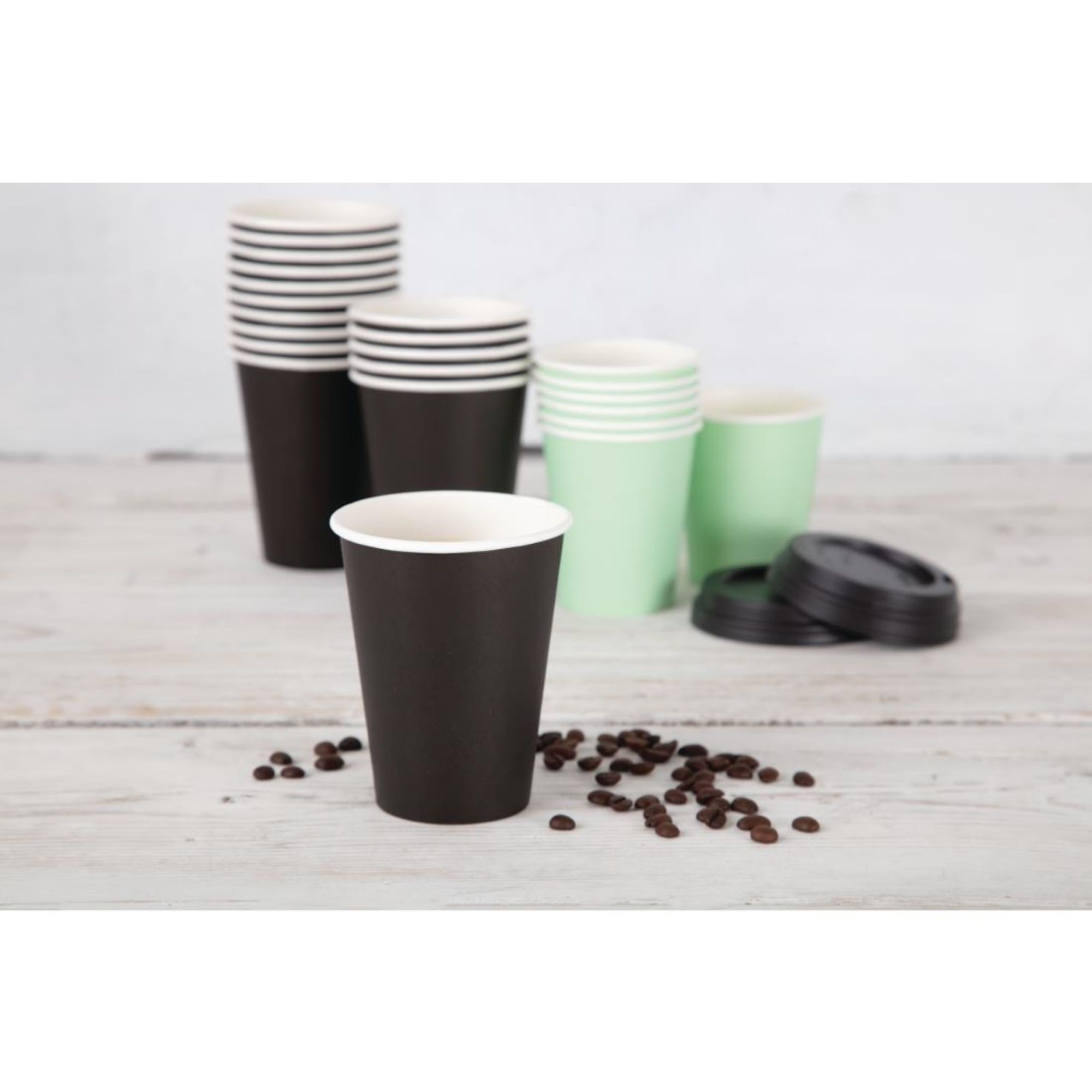 Picture of Fiesta Recyclable Coffee Cups Single Wall Black 340ml / 12oz (Pack of 1000)