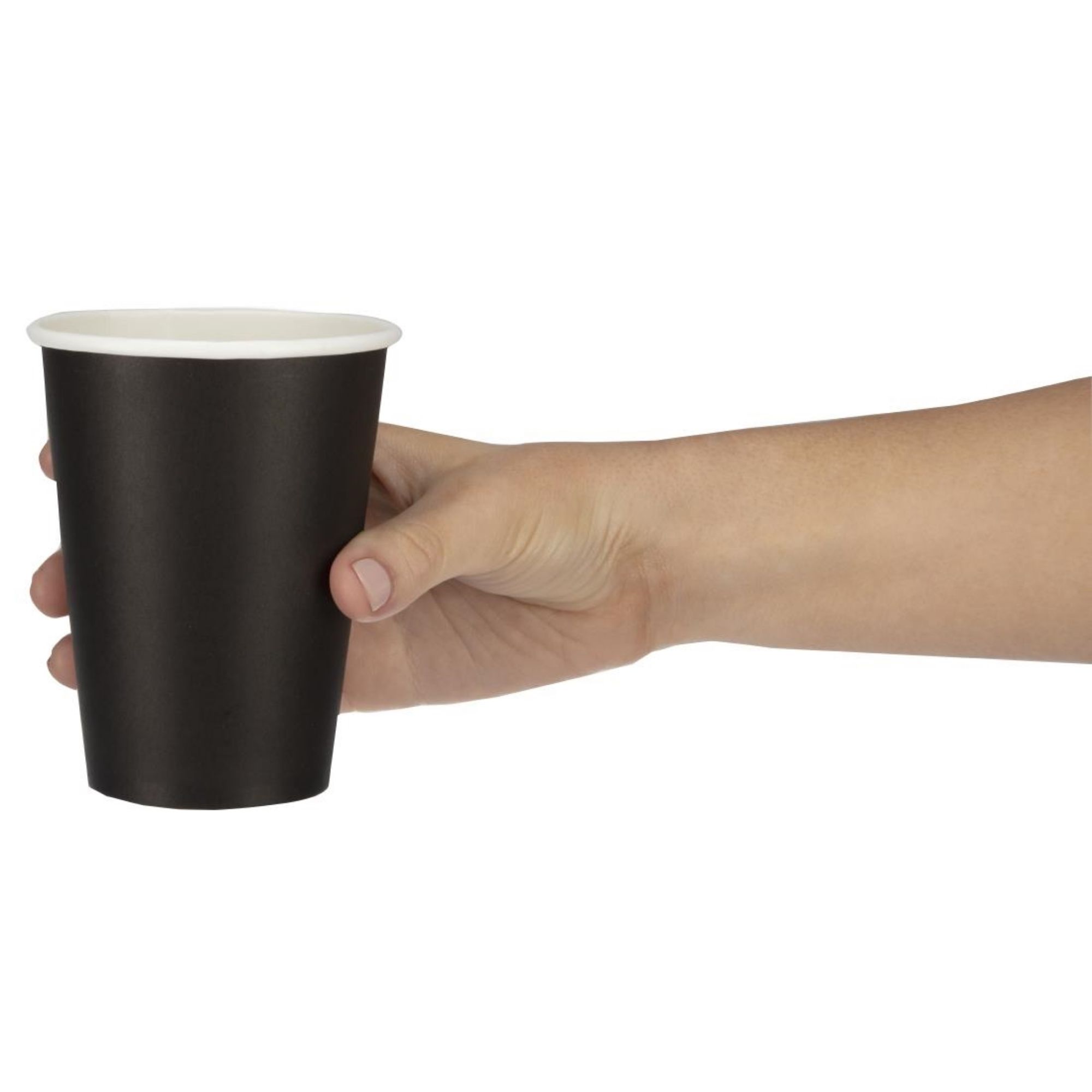 Picture of Fiesta Recyclable Coffee Cups Single Wall Black 340ml / 12oz (50 Pack)