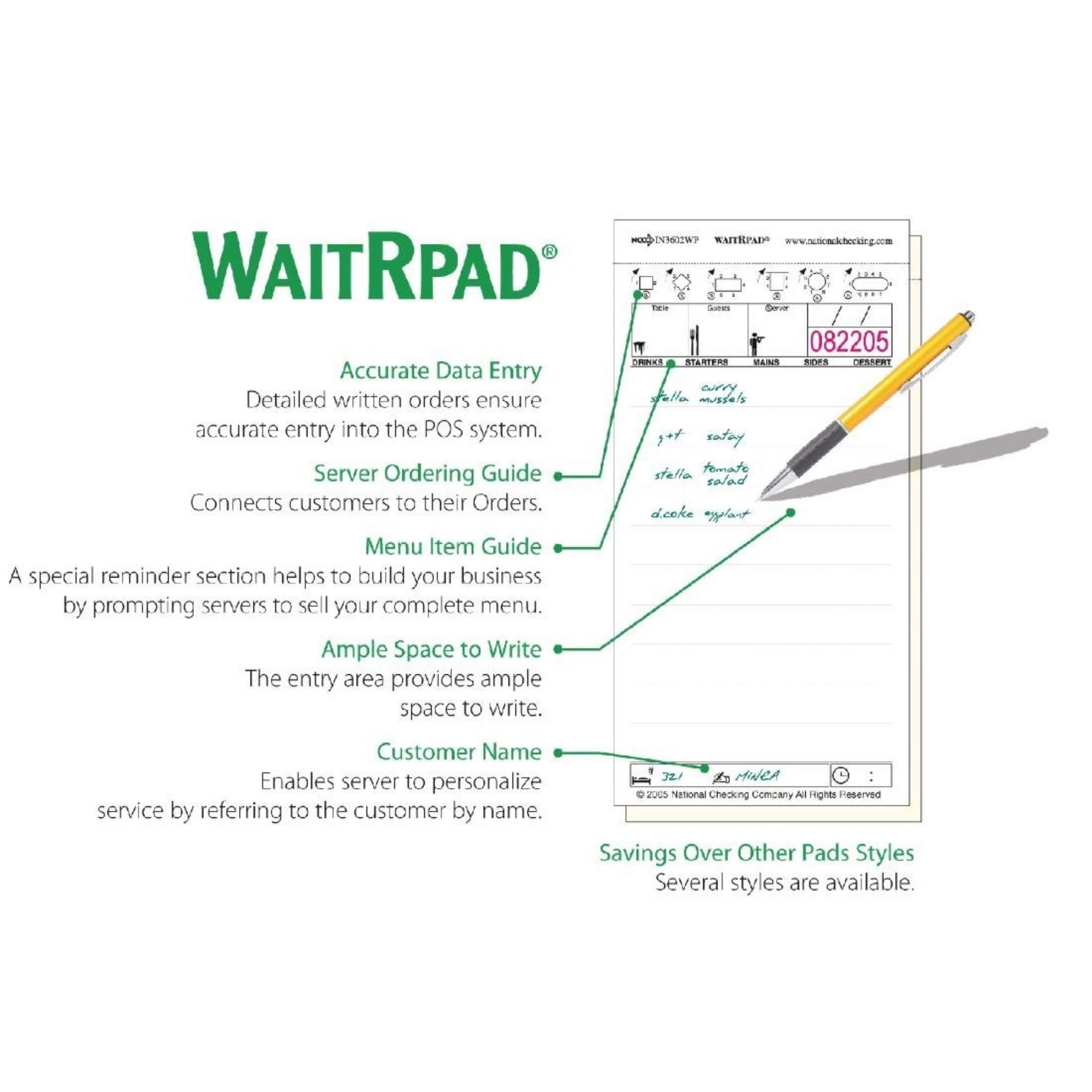 Picture of WaitRpads Waiting Pads Duplicate Carbonless (10 Pack)