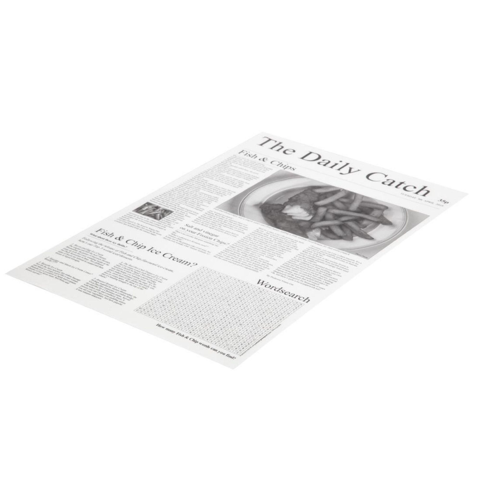Picture of Greaseproof Paper Sheets Newspaper Print 270 x 420mm (Pack of 500)