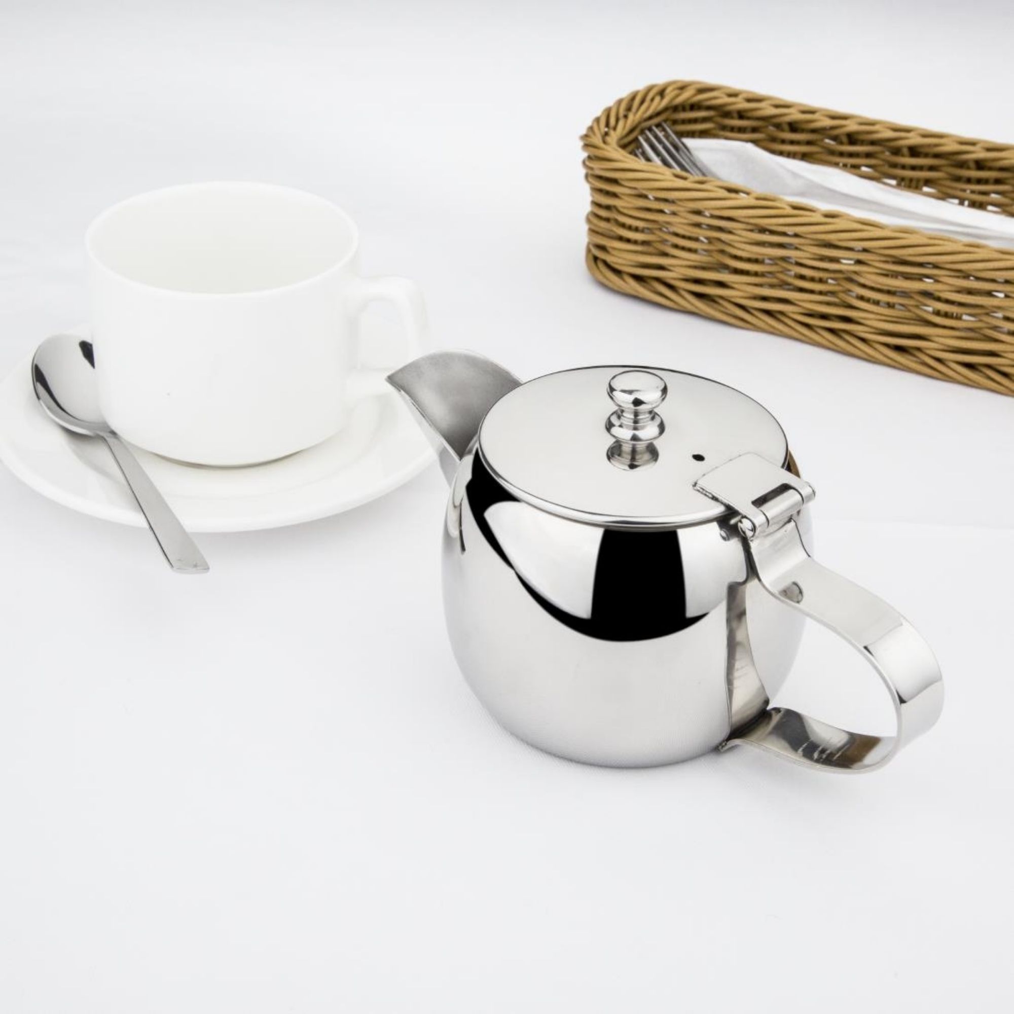 Picture of Olympia Non-Drip Stainless Steel Teapot 380ml