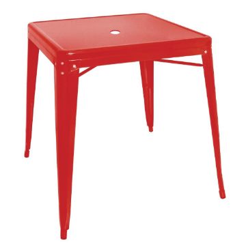 Picture of Bolero Bistro Square Steel Table Red 668mm (Single)