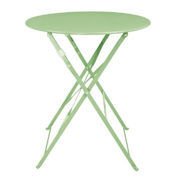 Picture of Bolero Round Pavement Style Steel Folding Table Light Green 595mm
